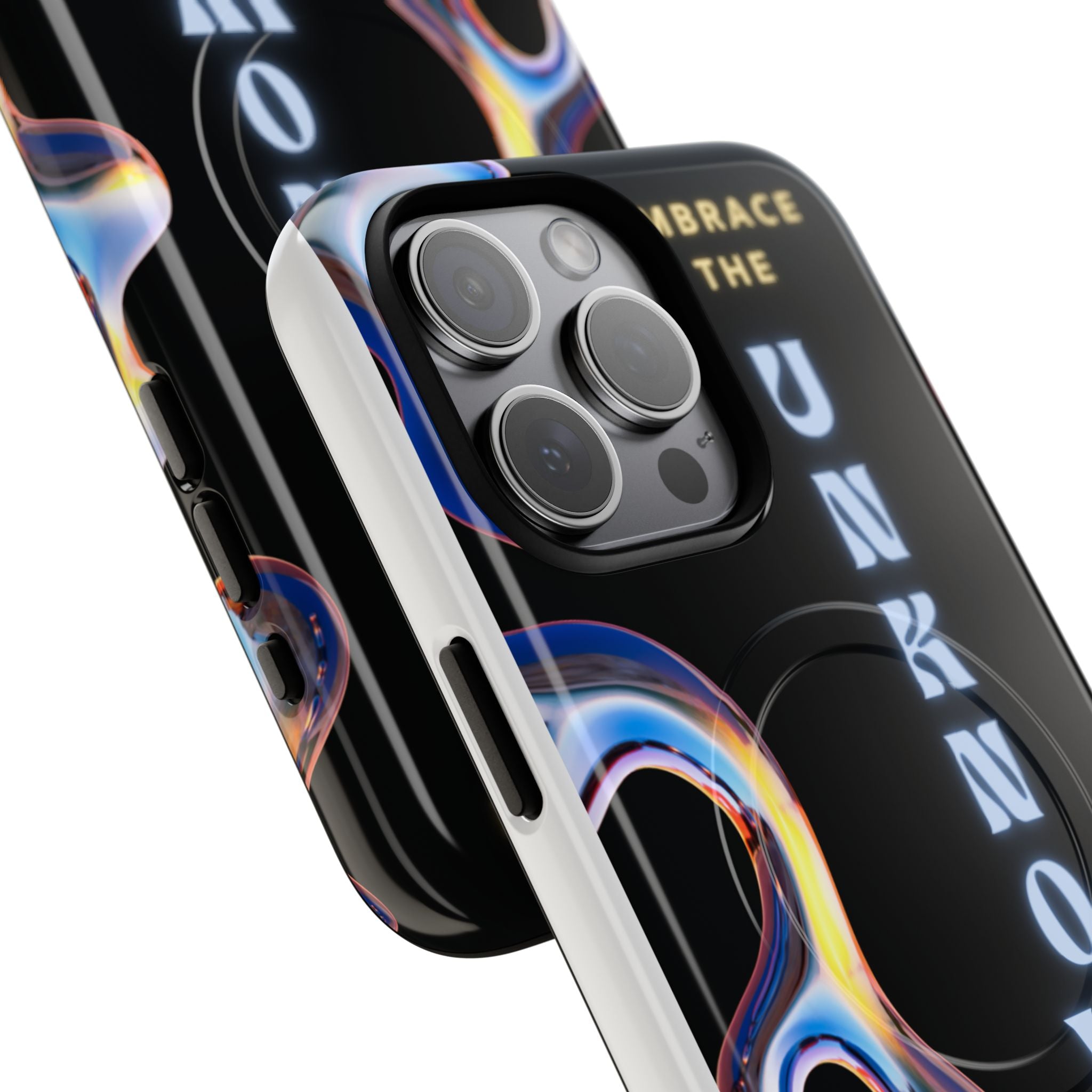 Tough Magnetic Case — "Embrace the Unknown" Black Iridescent Phone Cover
