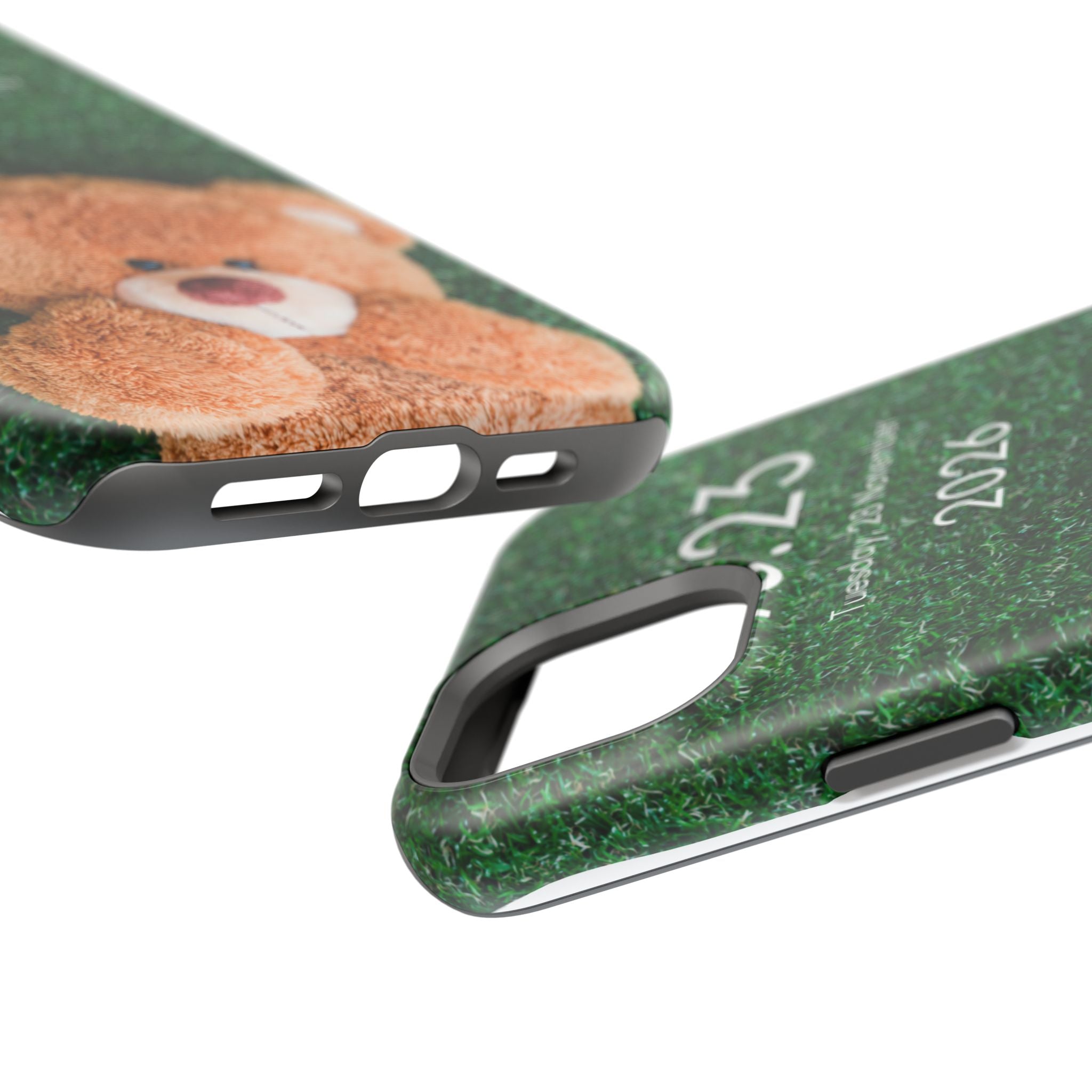 Teddy Bear Grass Phone Case — Cute Plush Toy Design Impact-Resistant Case