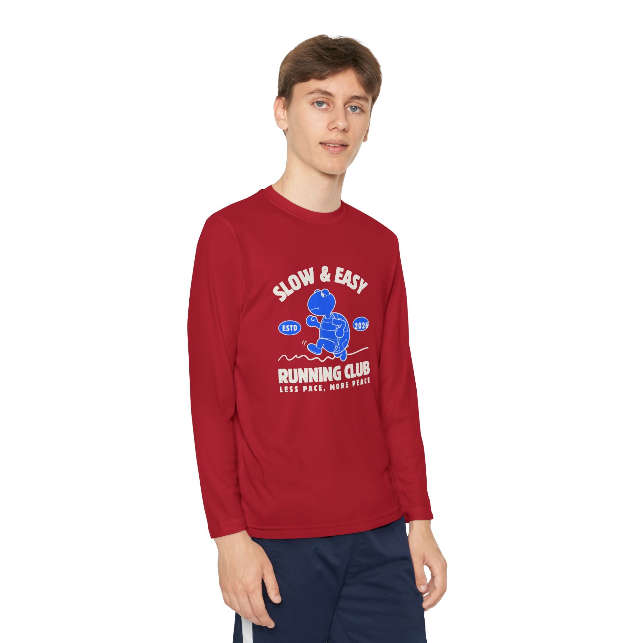 Youth Long Sleeve Tee — "Slow & Easy" Blue Turtle Surf Club Graphic