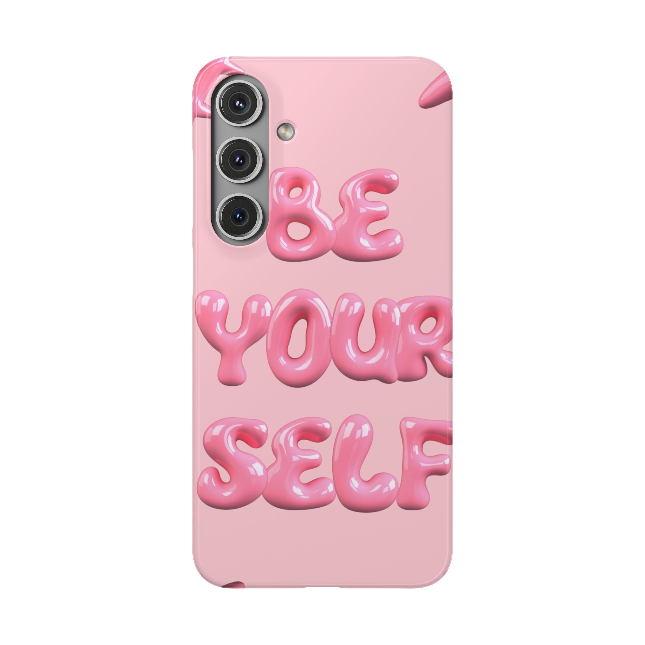 Phone Case - "Be Yourself" Pink Bubble Typography Snap Case