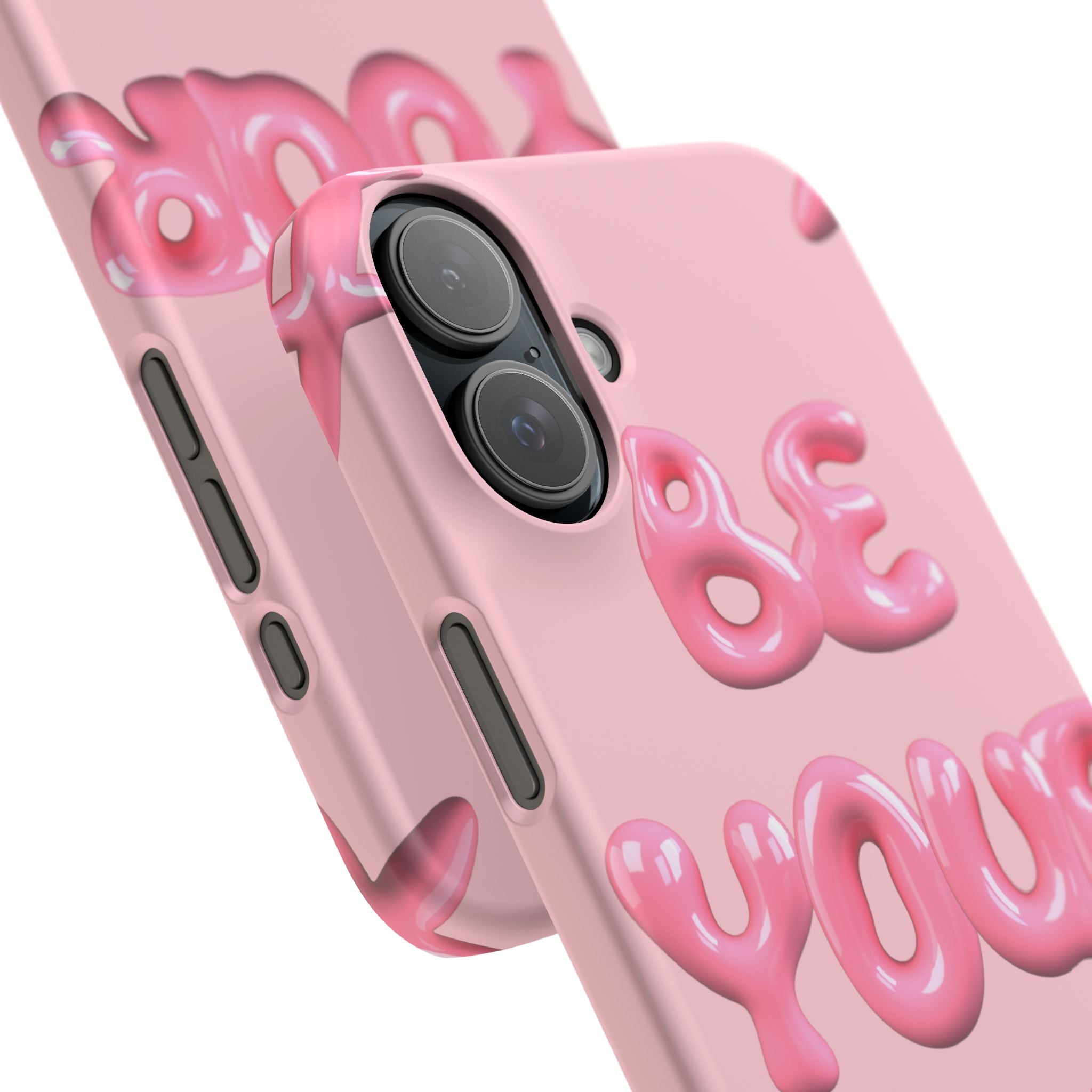 Phone Case - "Be Yourself" Pink Bubble Typography Snap Case