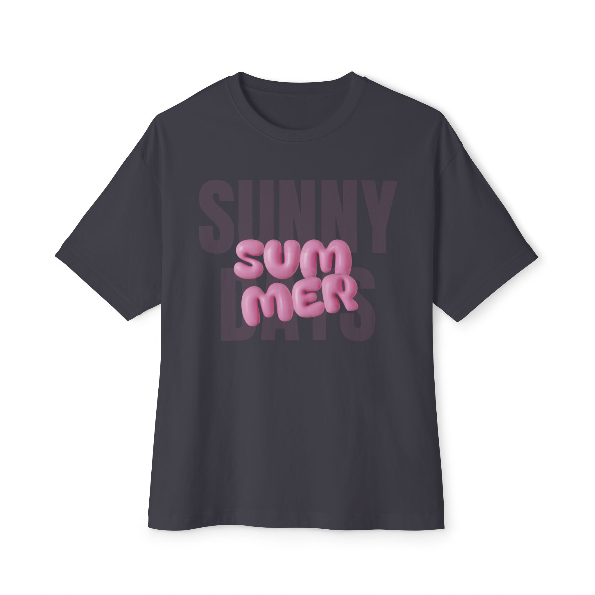 Unisex Summer Bubble Tee — Pink Puffed Letter Graphic T-Shirt