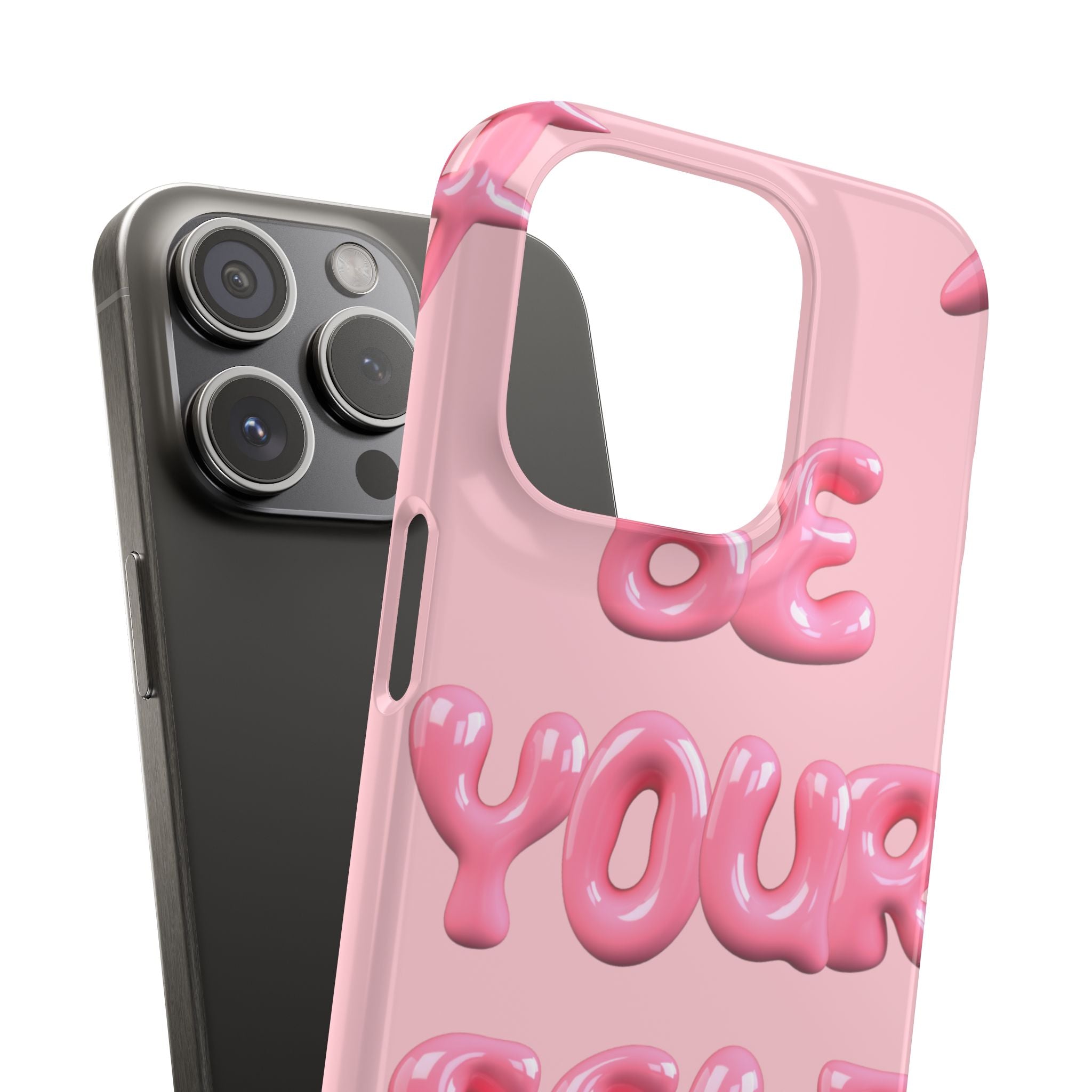 Phone Case - "Be Yourself" Pink Bubble Typography Snap Case
