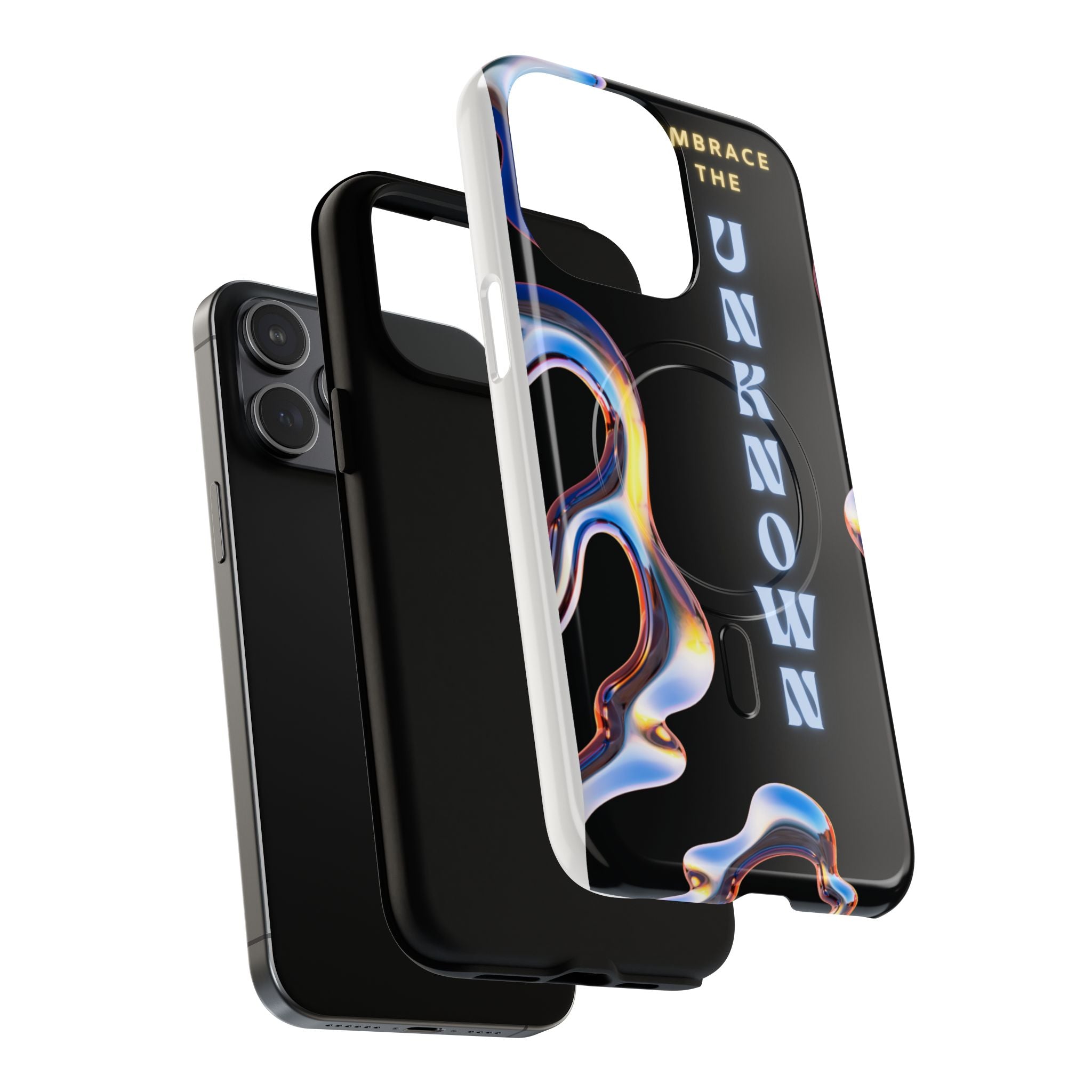 Tough Magnetic Case — "Embrace the Unknown" Black Iridescent Phone Cover