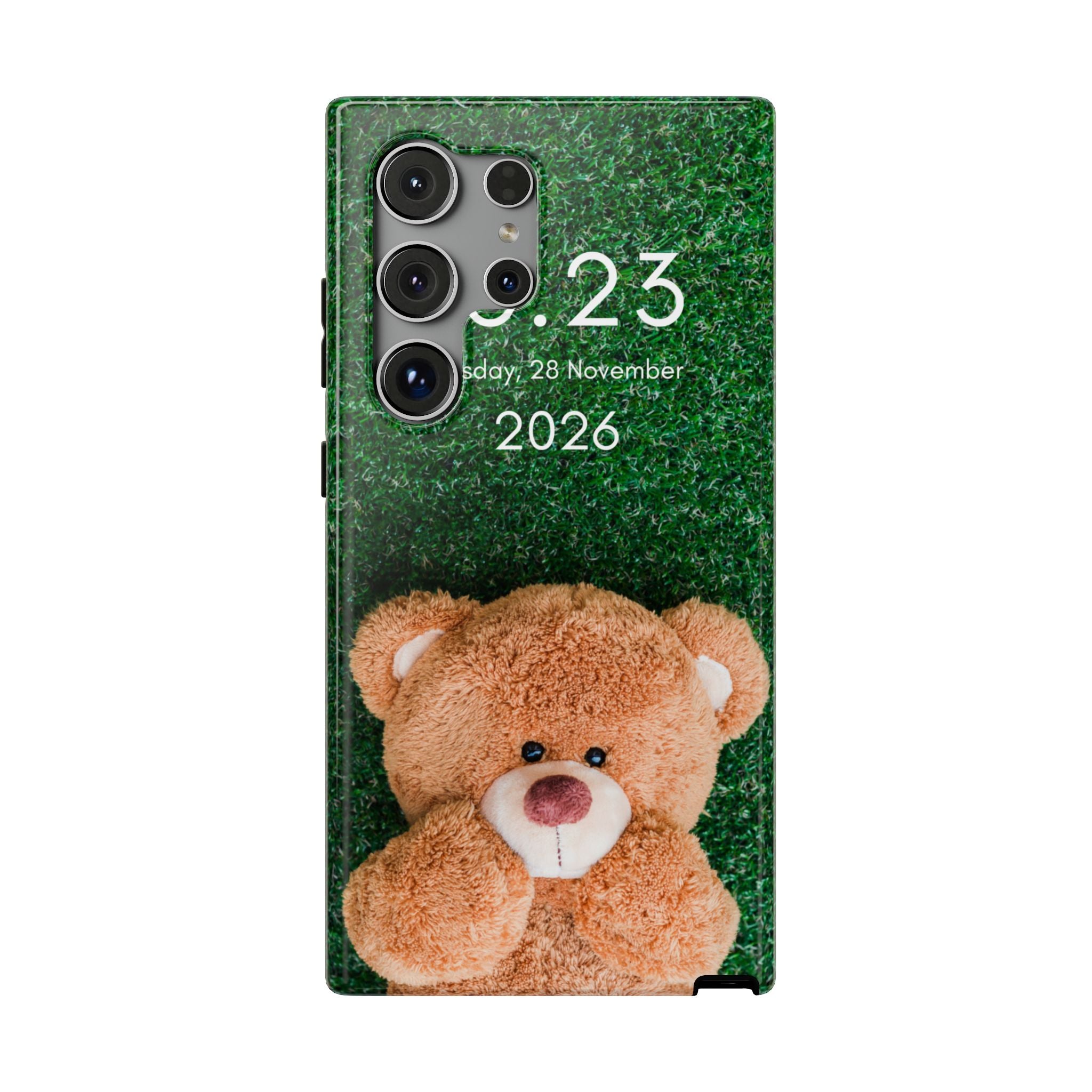 Teddy Bear Grass Phone Case — Cute Plush Toy Design Impact-Resistant Case