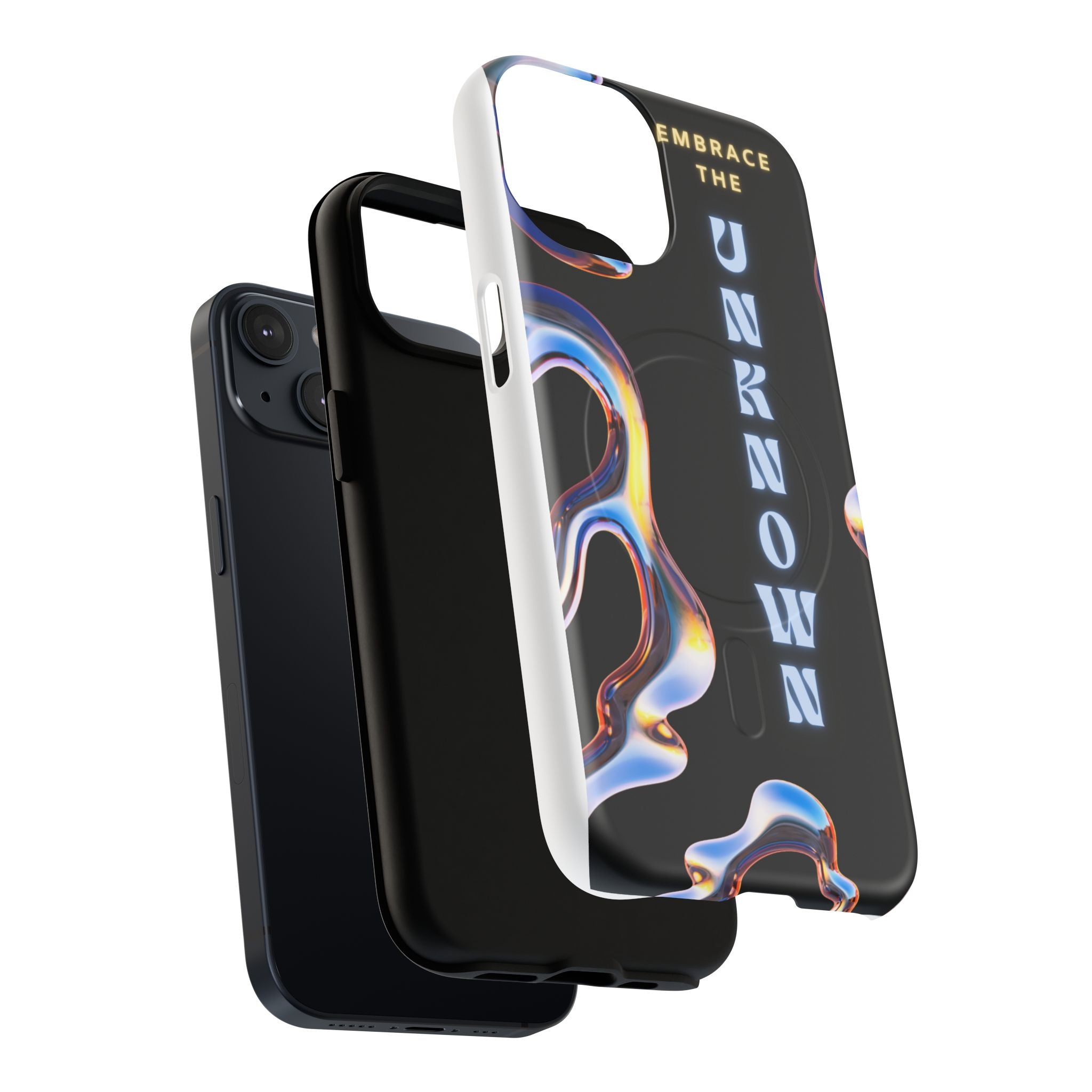 Tough Magnetic Case — "Embrace the Unknown" Black Iridescent Phone Cover