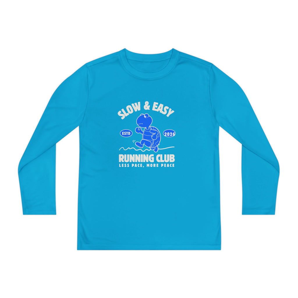 Youth Long Sleeve Tee — "Slow & Easy" Blue Turtle Surf Club Graphic