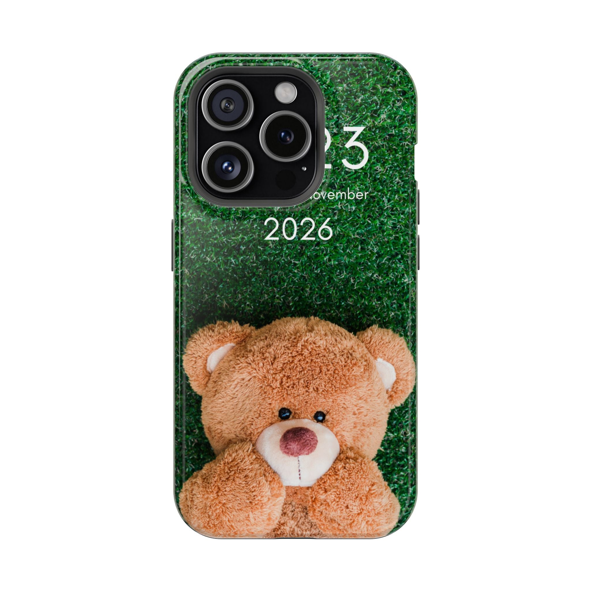 Teddy Bear Grass Phone Case — Cute Plush Toy Design Impact-Resistant Case