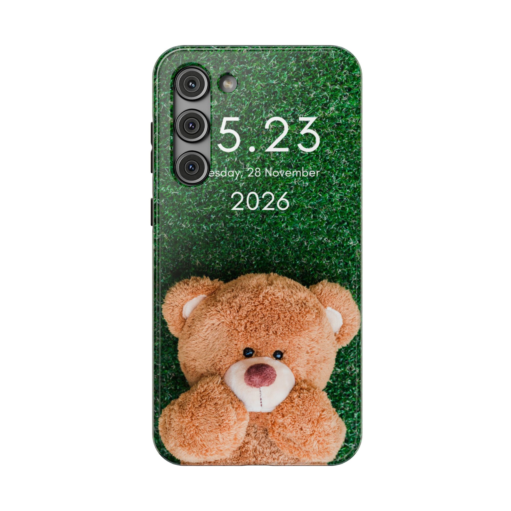 Teddy Bear Grass Phone Case — Cute Plush Toy Design Impact-Resistant Case