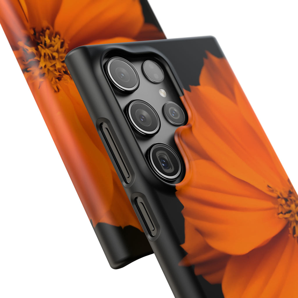 Phone Case - Orange Cosmos Floral Snap Case | Slim Protective Flower Design