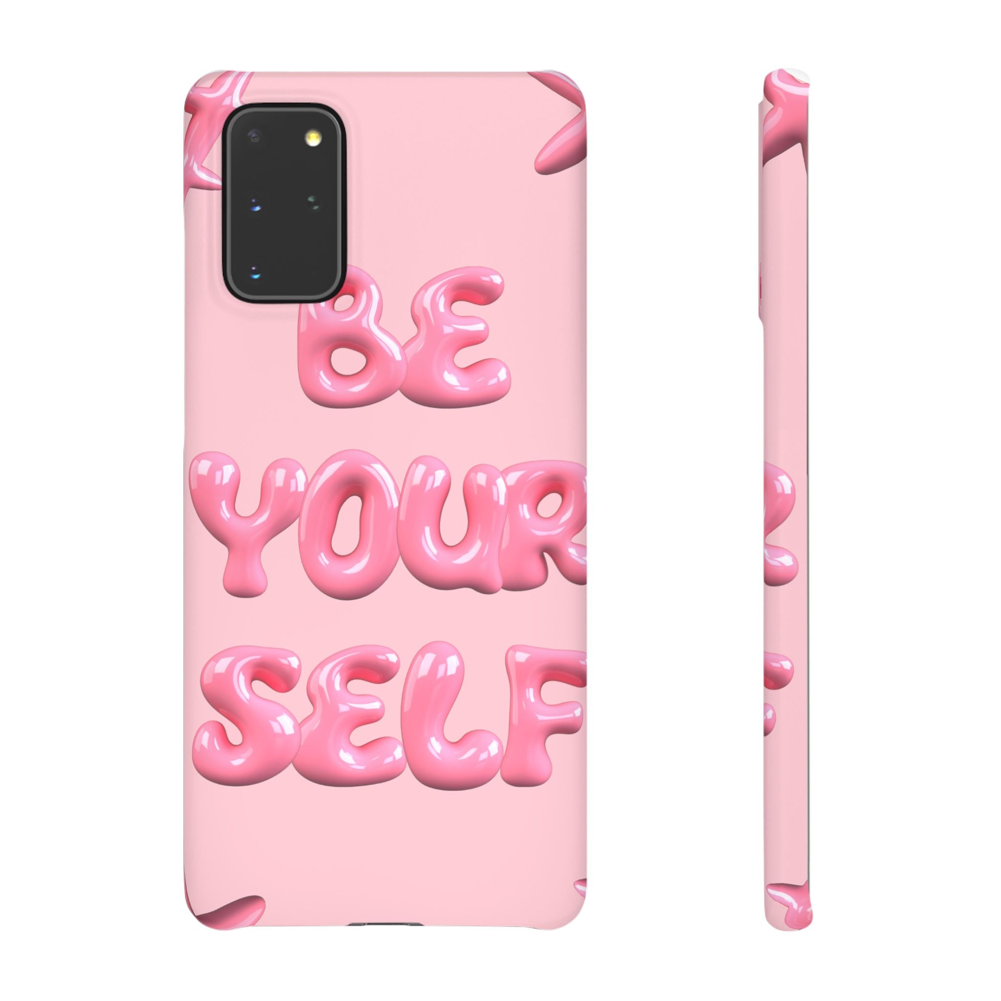 Phone Case - "Be Yourself" Pink Bubble Typography Snap Case