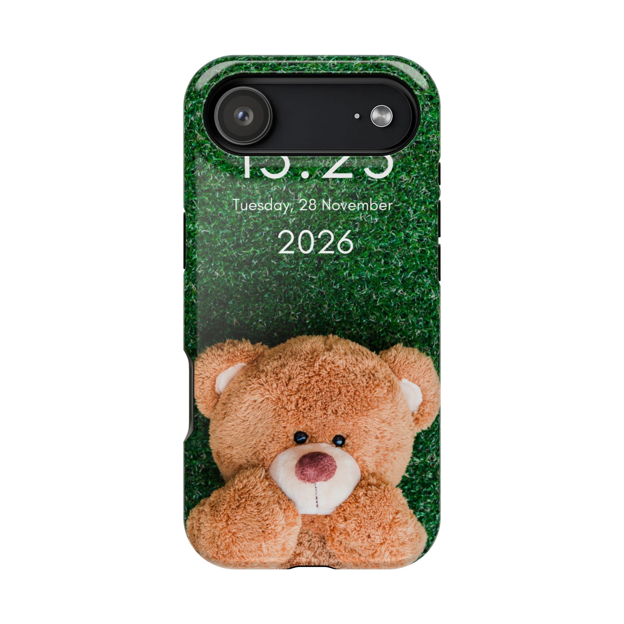 Teddy Bear Grass Phone Case — Cute Plush Toy Design Impact-Resistant Case