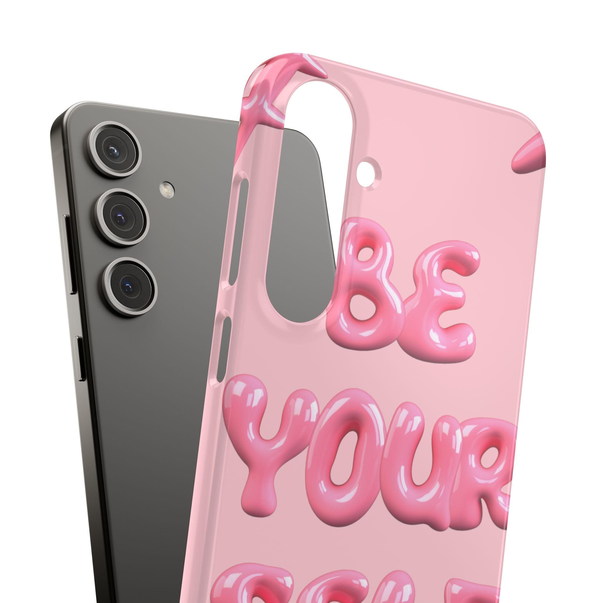 Phone Case — Pink "Be Yourself" Self-Love Protective Snap Case