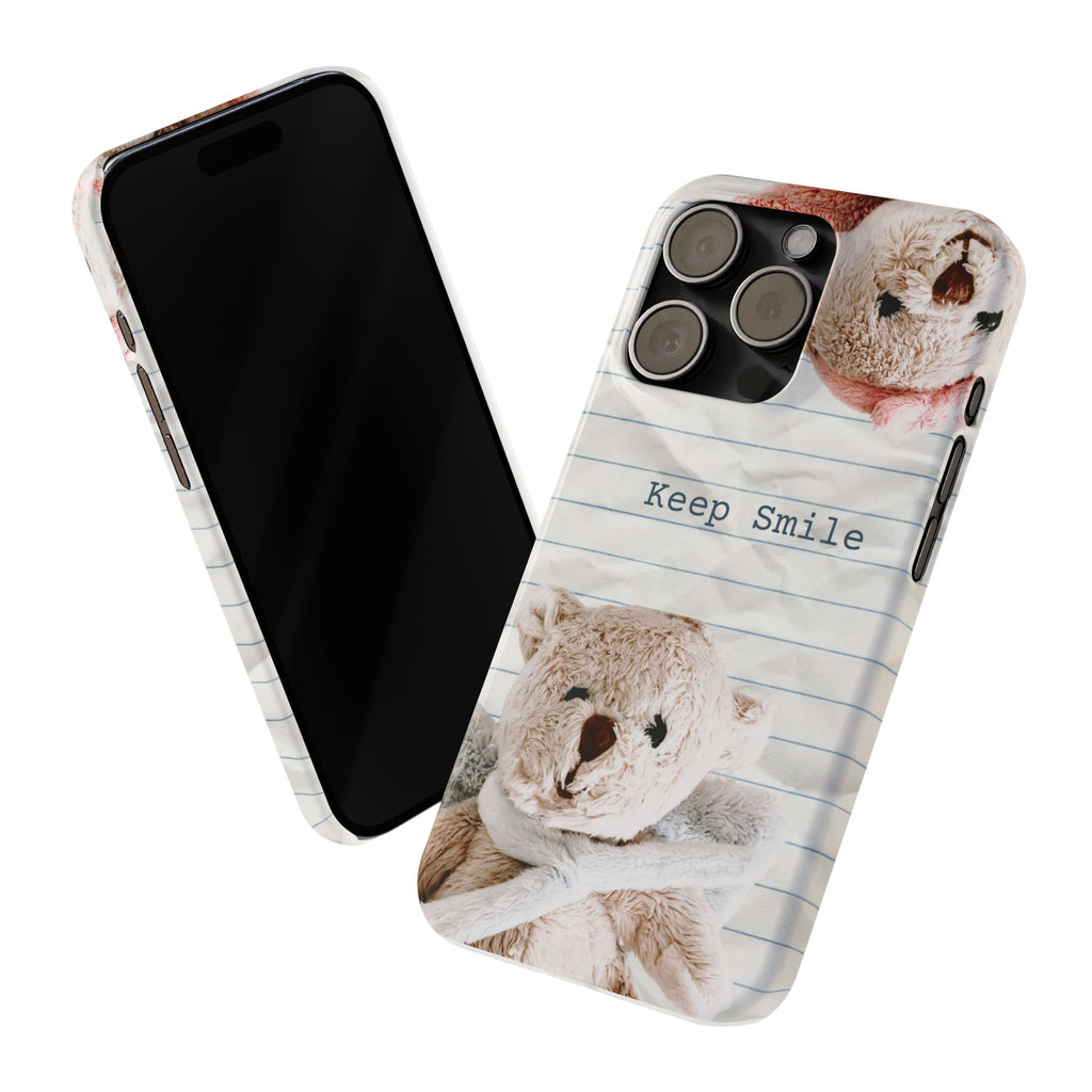 Slim Phone Case — ‘Keep Smile’ Teddy Bear Cute Protective Cover