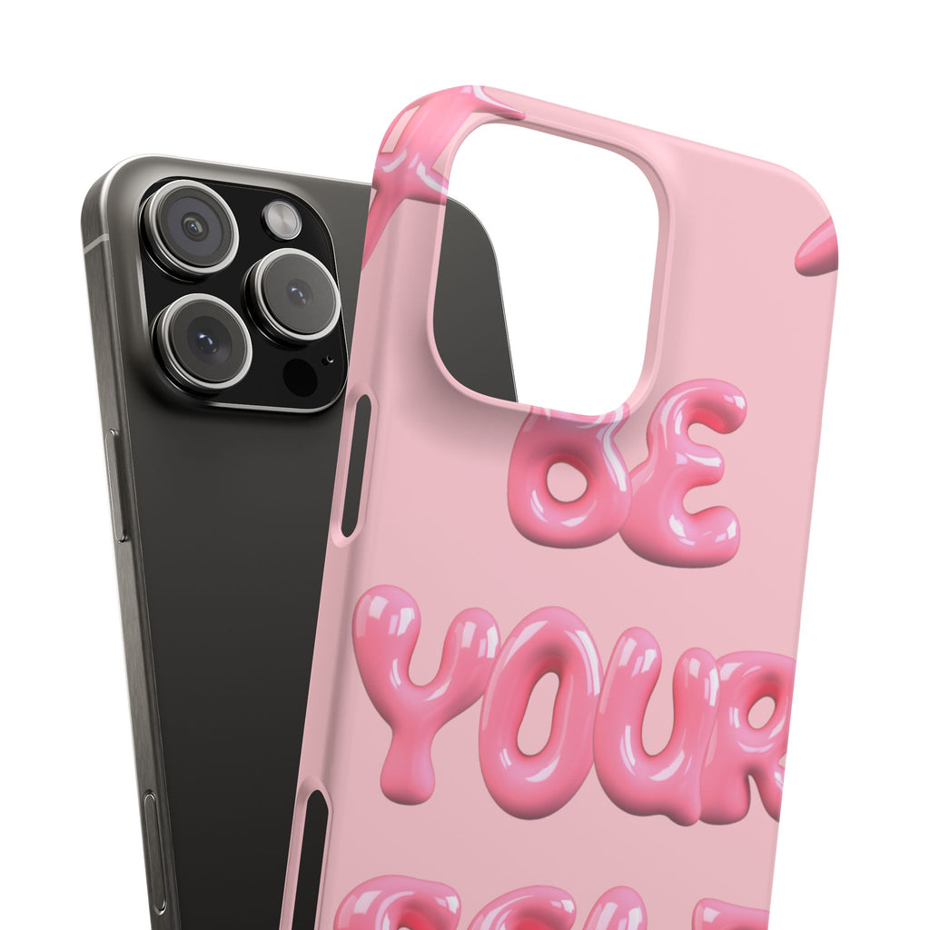 Phone Case - "Be Yourself" Pink Bubble Typography Snap Case