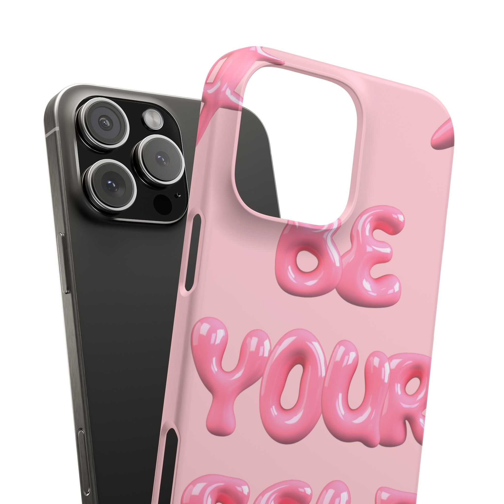 Phone Case - "Be Yourself" Pink Bubble Typography Snap Case