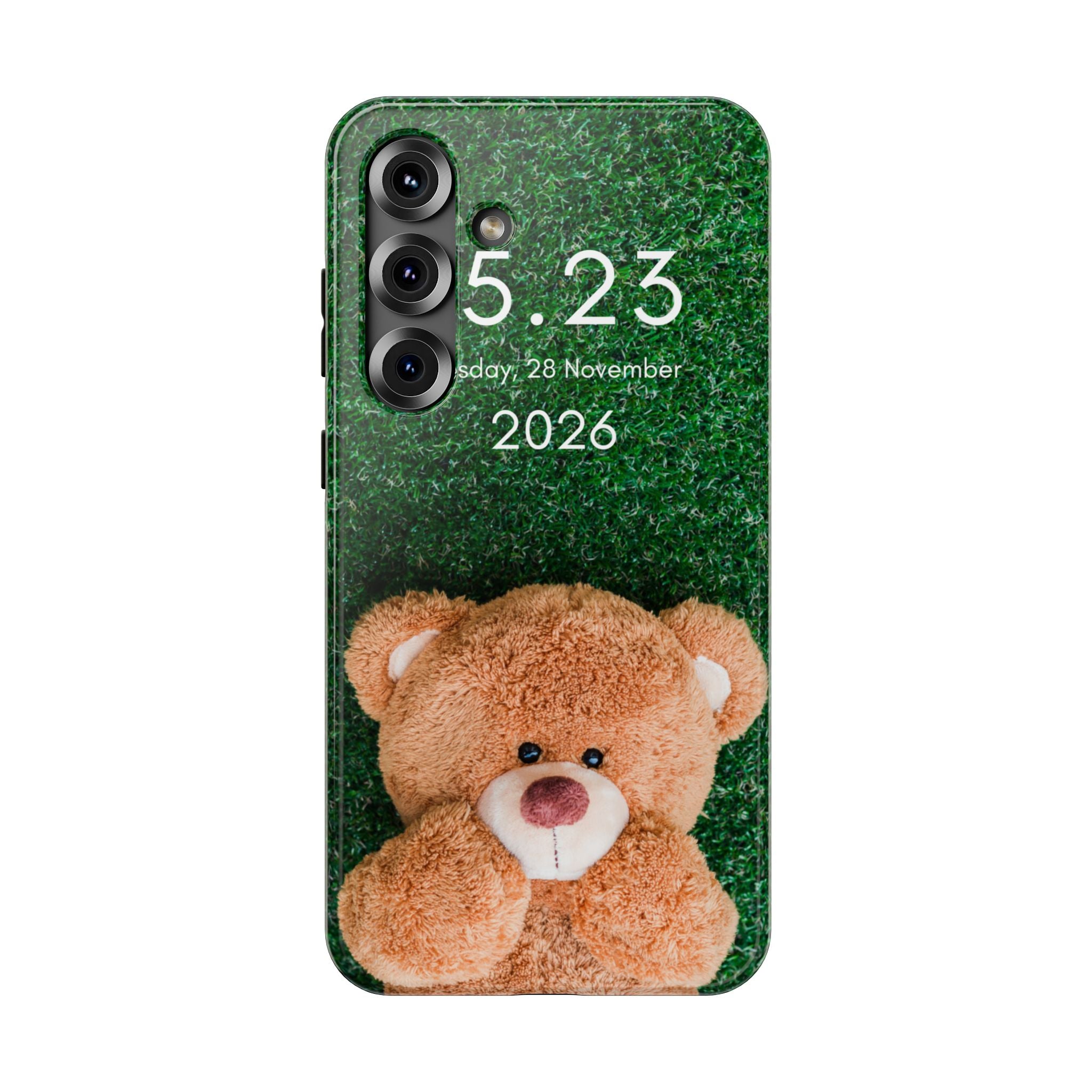 Teddy Bear Grass Phone Case — Cute Plush Toy Design Impact-Resistant Case
