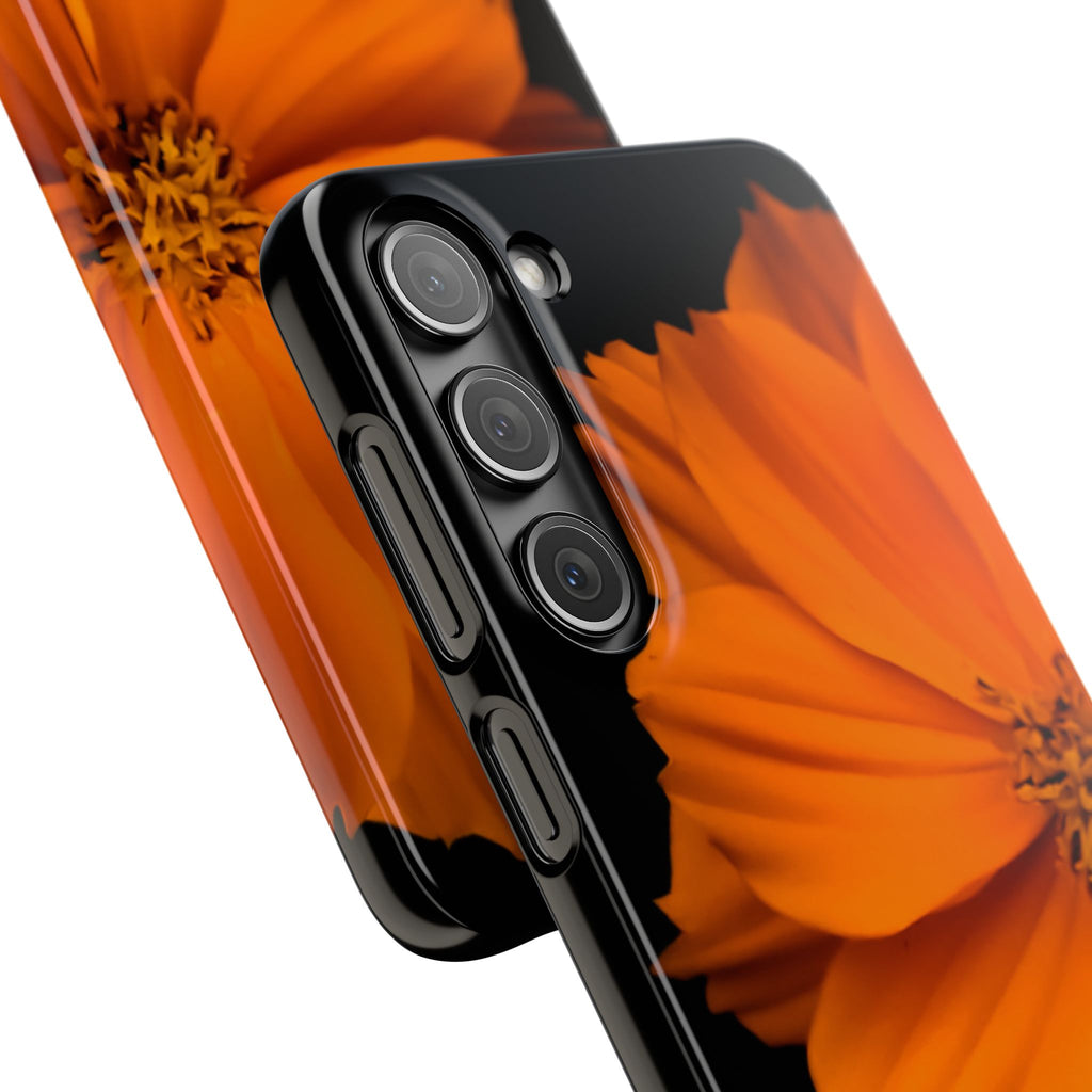 Phone Case - Orange Cosmos Floral Snap Case | Slim Protective Flower Design