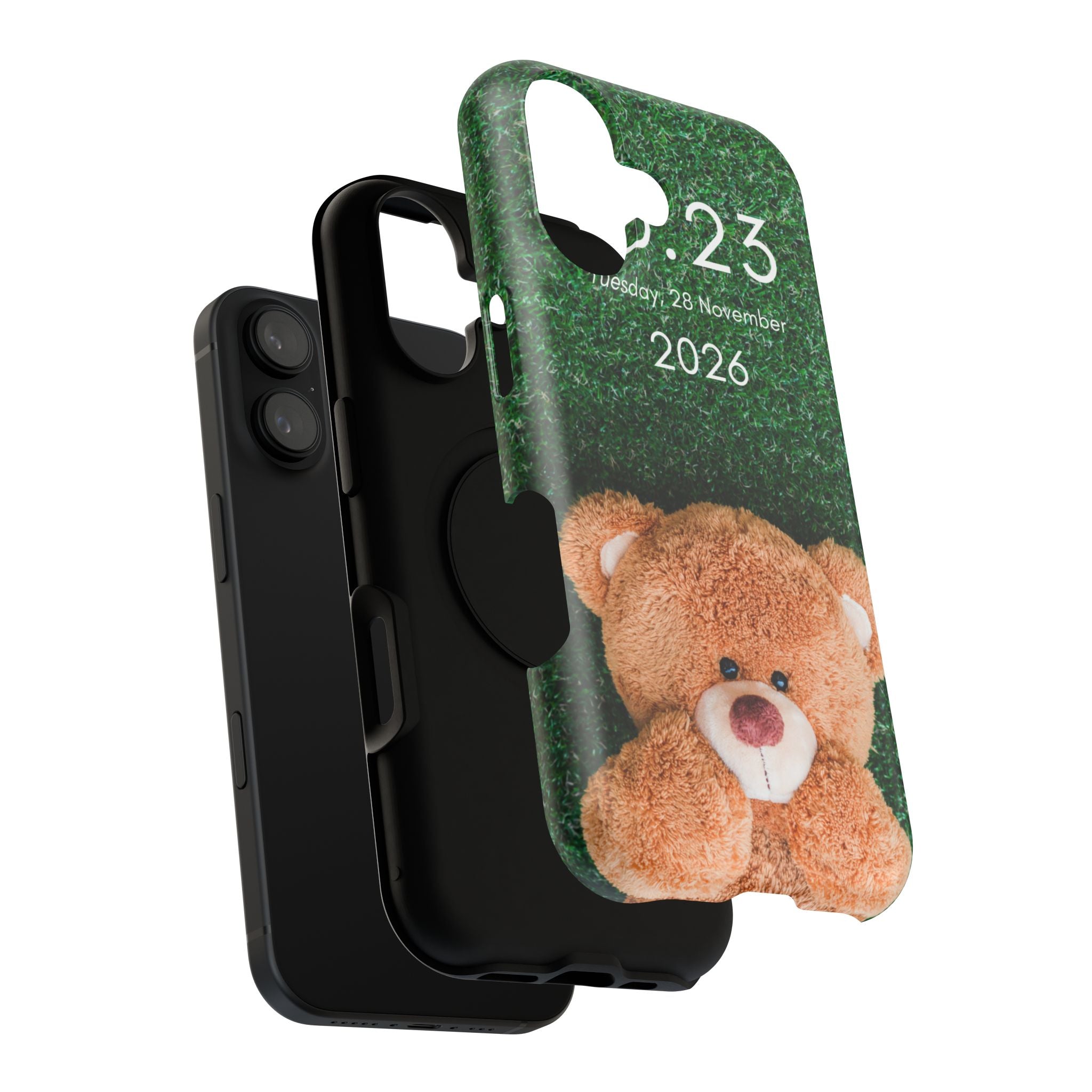 Teddy Bear Grass Phone Case — Cute Plush Toy Design Impact-Resistant Case