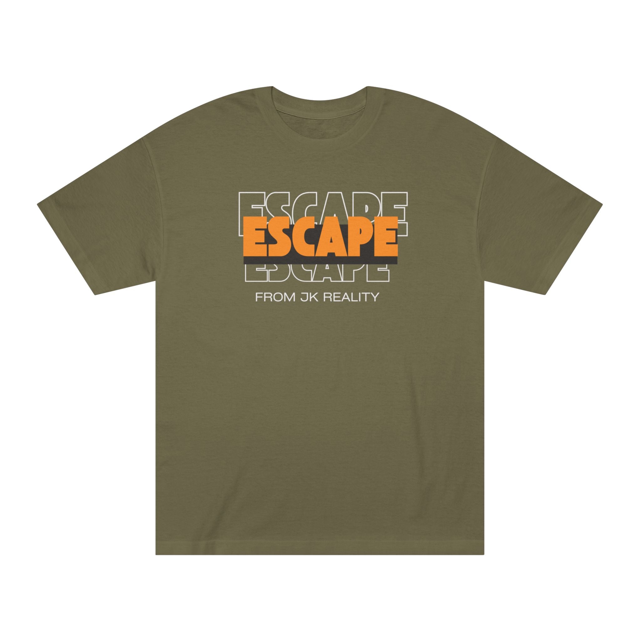 Escape Graphic Tee — Retro Orange Block Letter Unisex Shirt