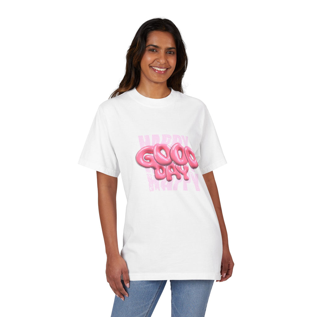 T-Shirt — Pink 'Good Day' Balloon Text Graphic Tee