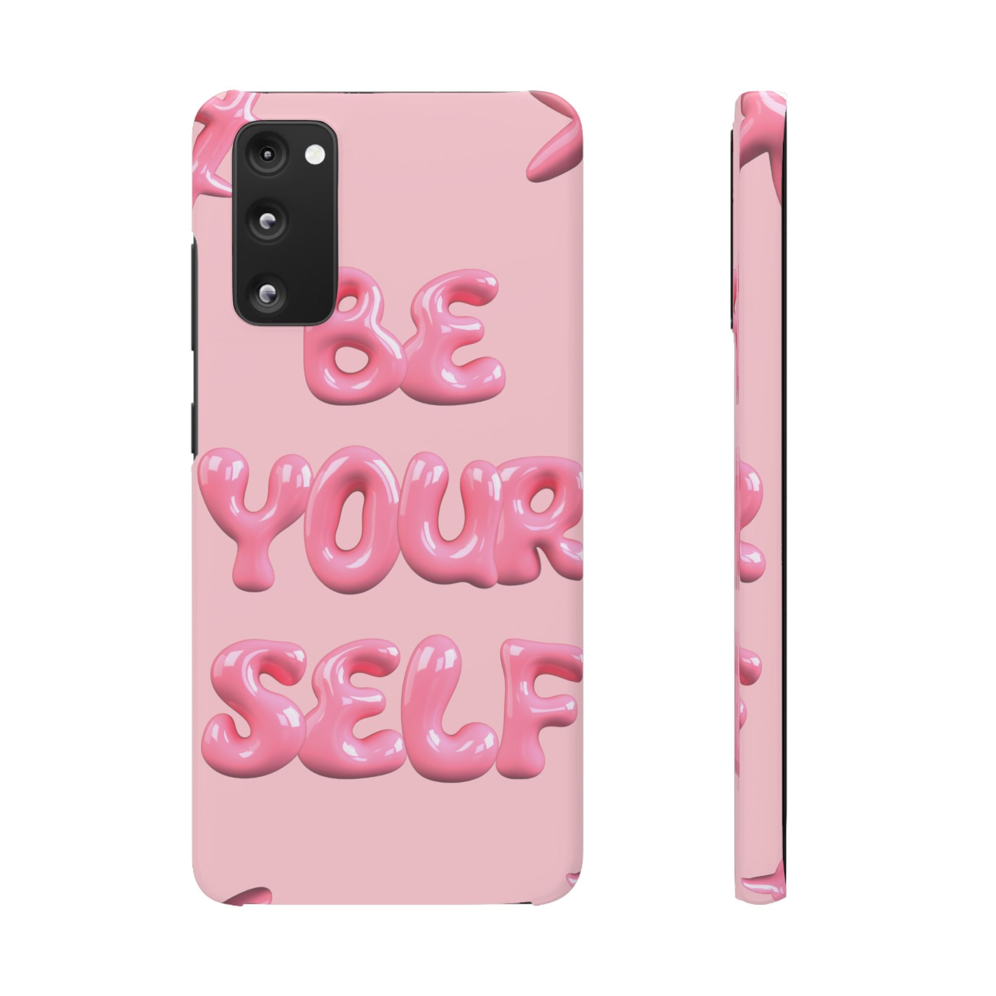 Phone Case - "Be Yourself" Pink Bubble Typography Snap Case