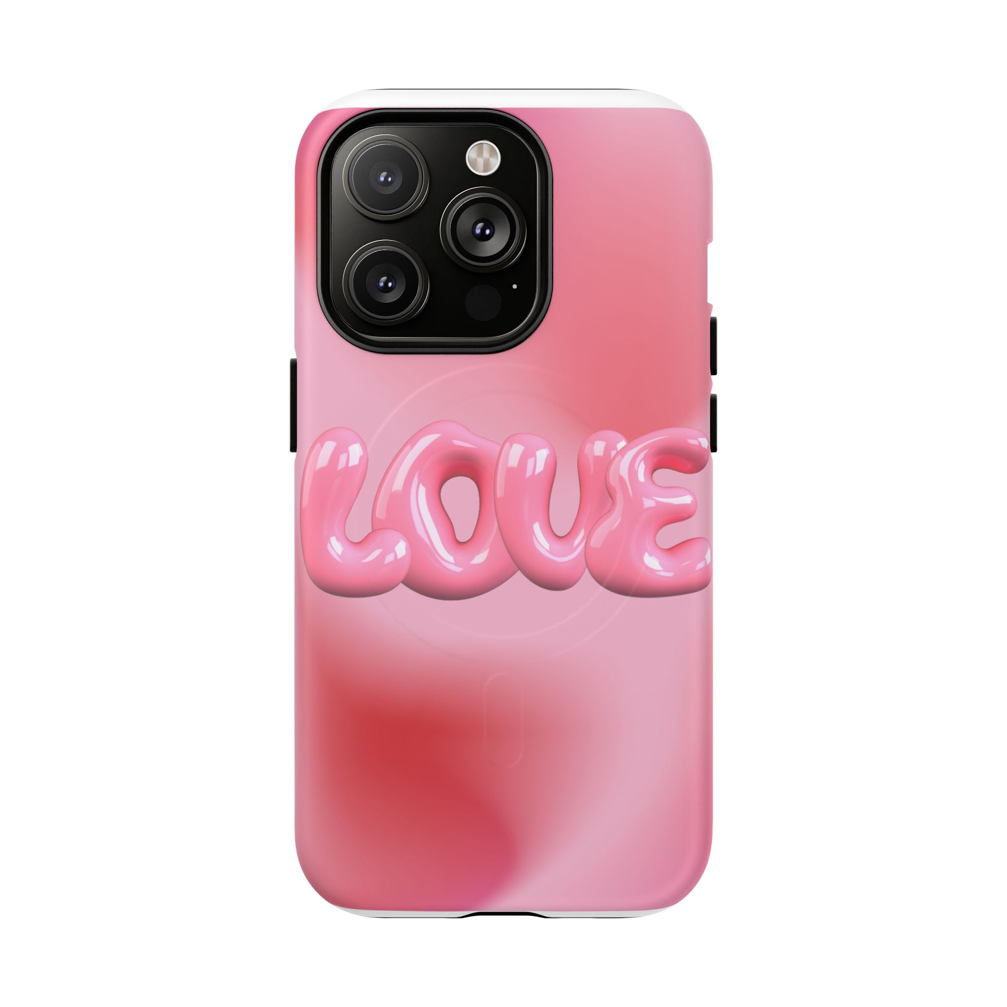 Phone Case — Pink "LOVE" 3D Bubble Tough Magnetic Protective Case
