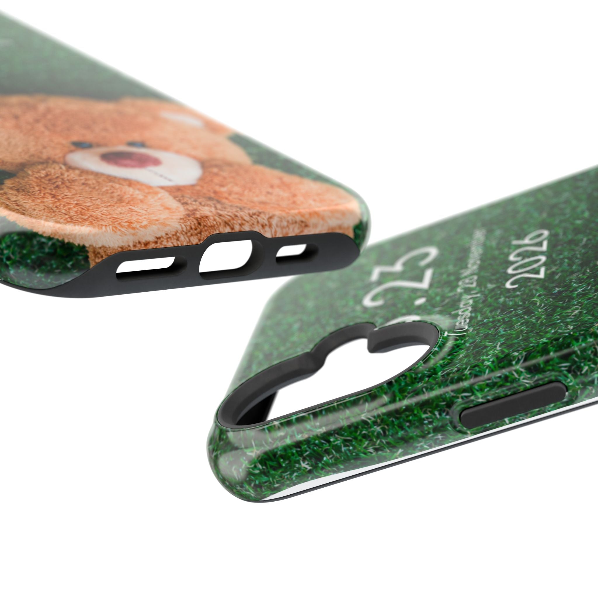 Teddy Bear Grass Phone Case — Cute Plush Toy Design Impact-Resistant Case