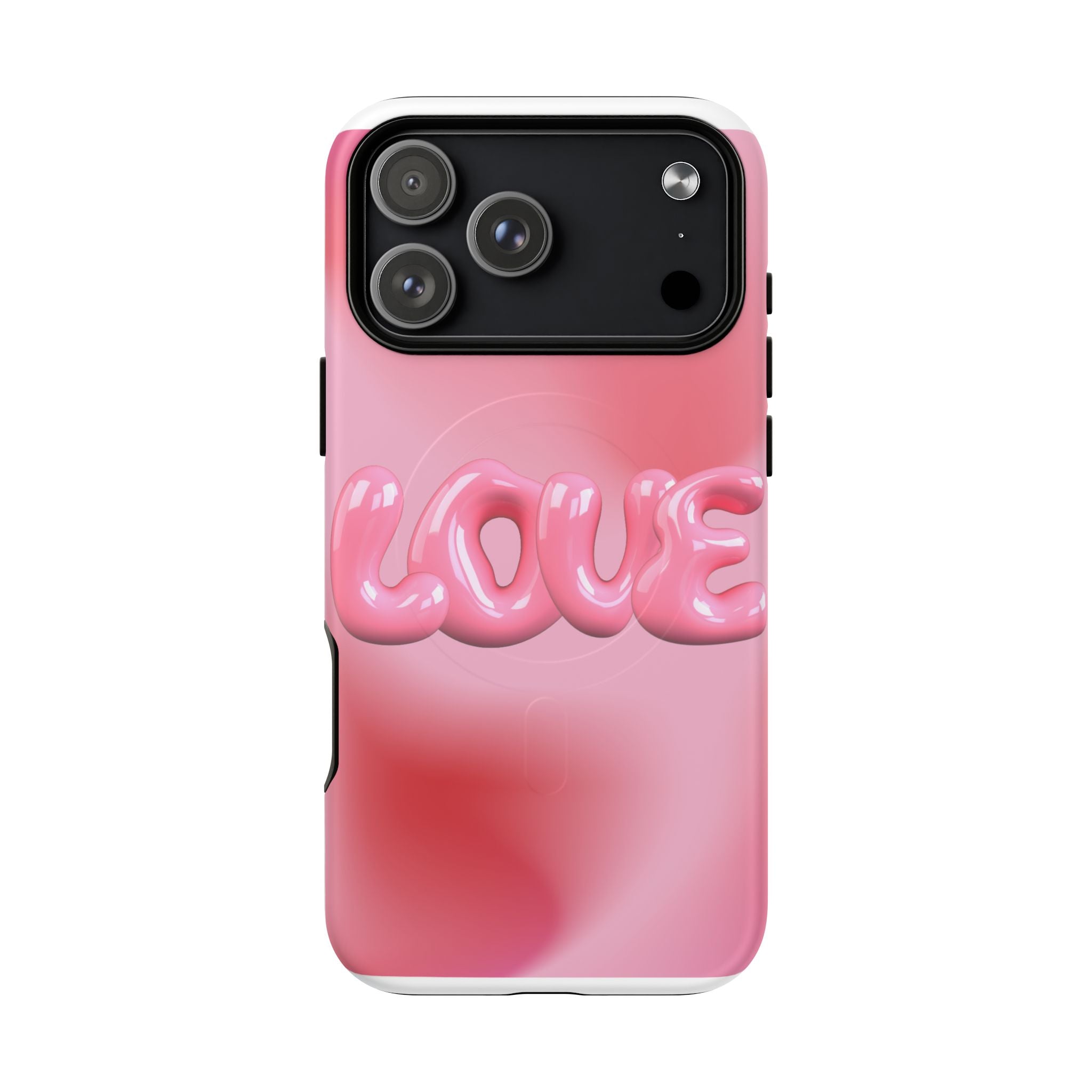Phone Case — Pink "LOVE" 3D Bubble Tough Magnetic Protective Case
