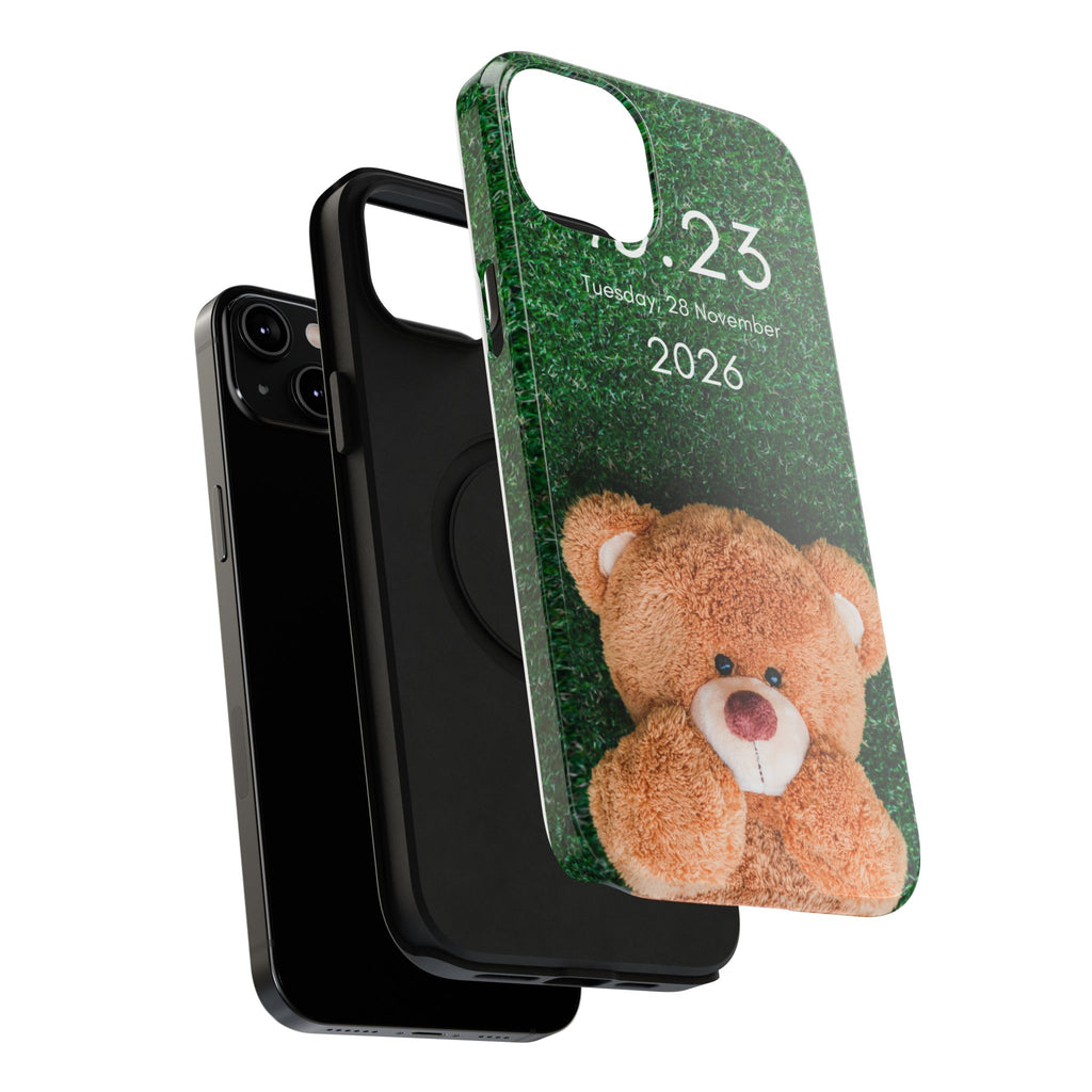 Teddy Bear Grass Phone Case — Cute Plush Toy Design Impact-Resistant Case
