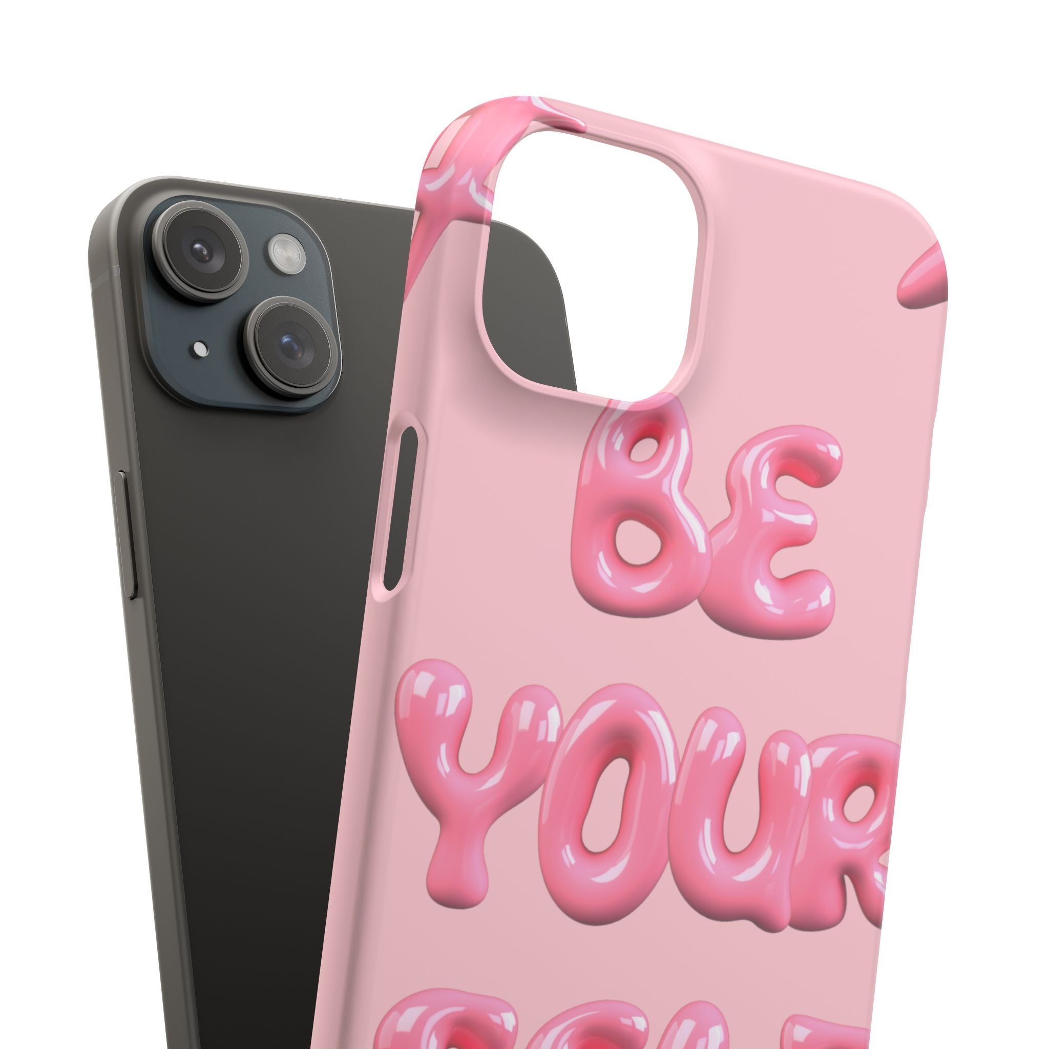 Phone Case - "Be Yourself" Pink Bubble Typography Snap Case