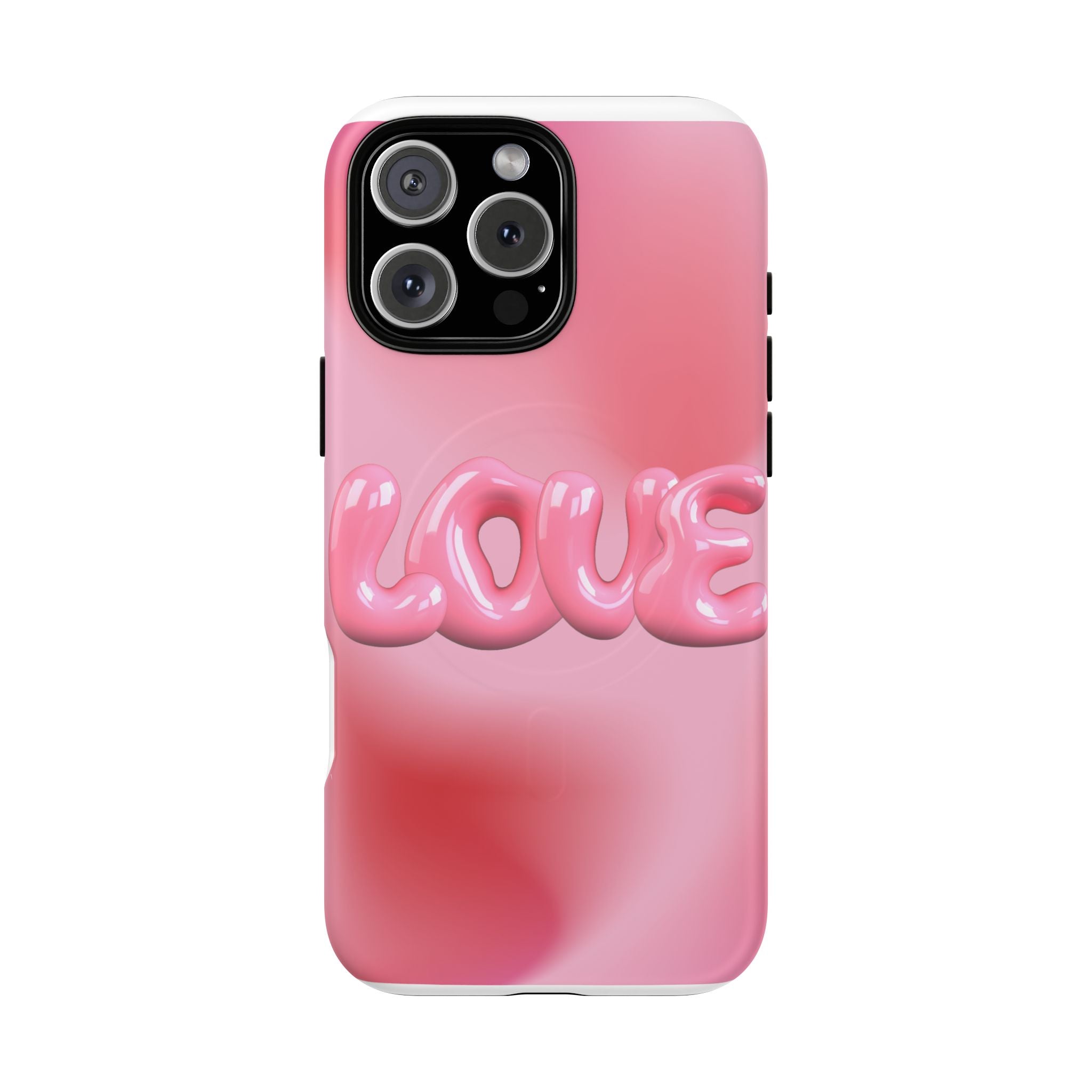 Phone Case — Pink "LOVE" 3D Bubble Tough Magnetic Protective Case
