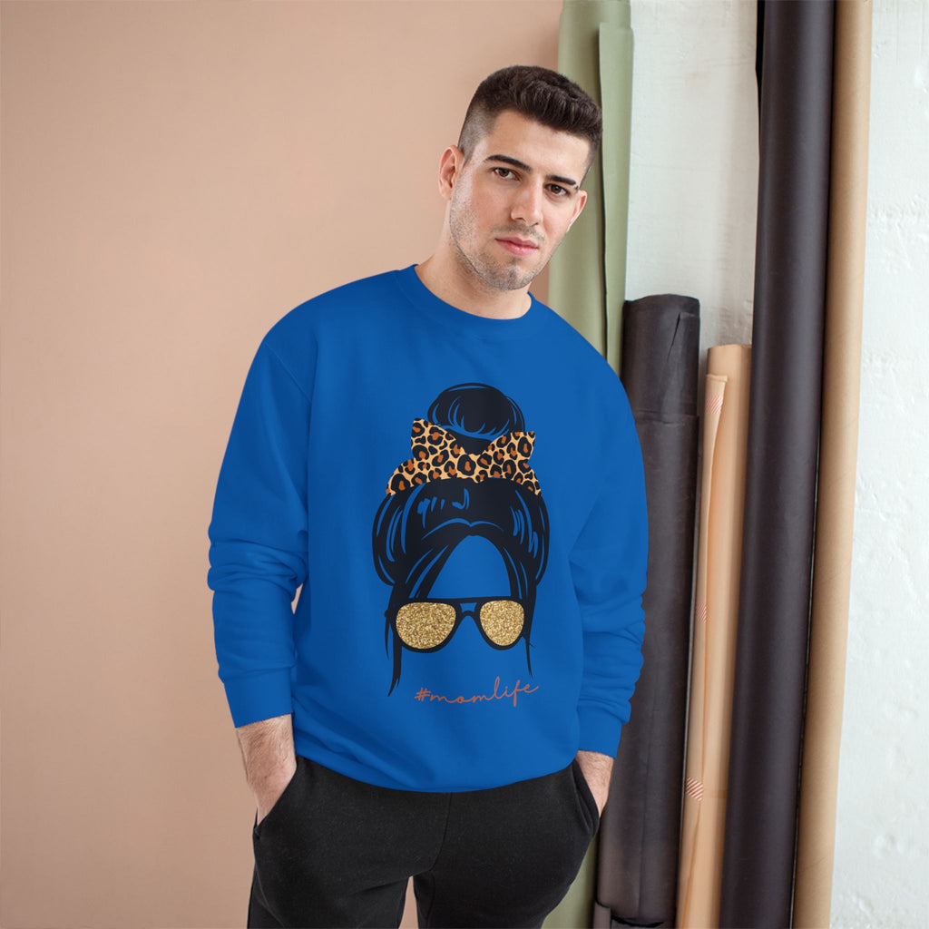 Women’s Leopard Messy Bun Sweatshirt — Mama Life Crewneck