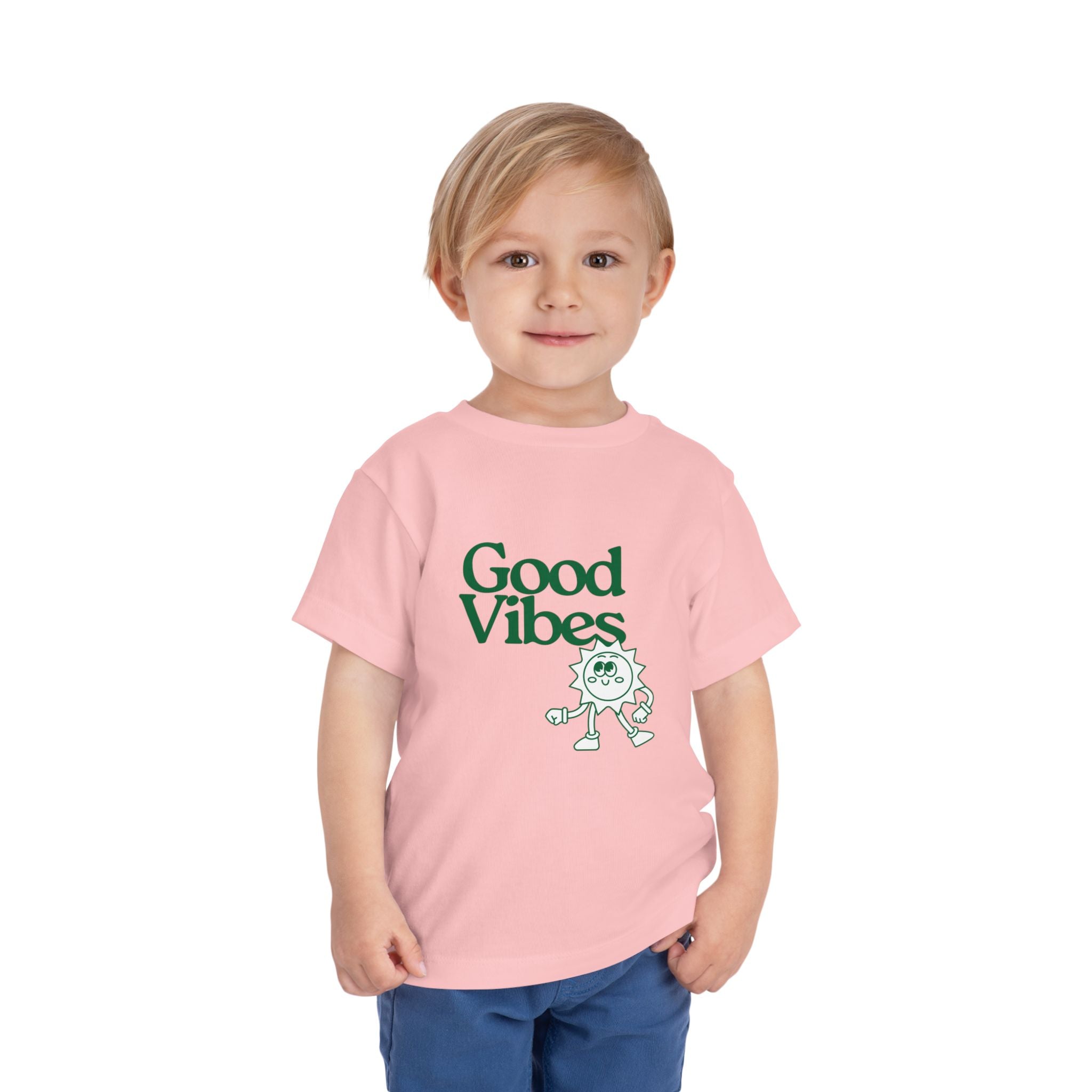Good Vibes Toddler Tee — Cute Retro Sun Graphic Kids T‑Shirt