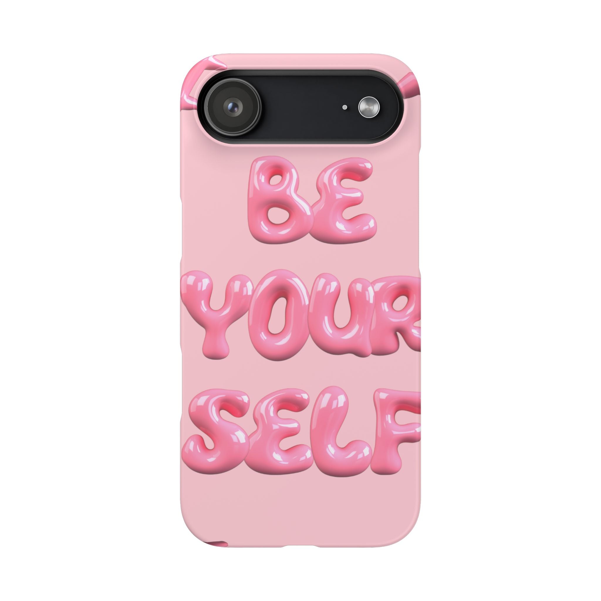 Phone Case - "Be Yourself" Pink Bubble Typography Snap Case