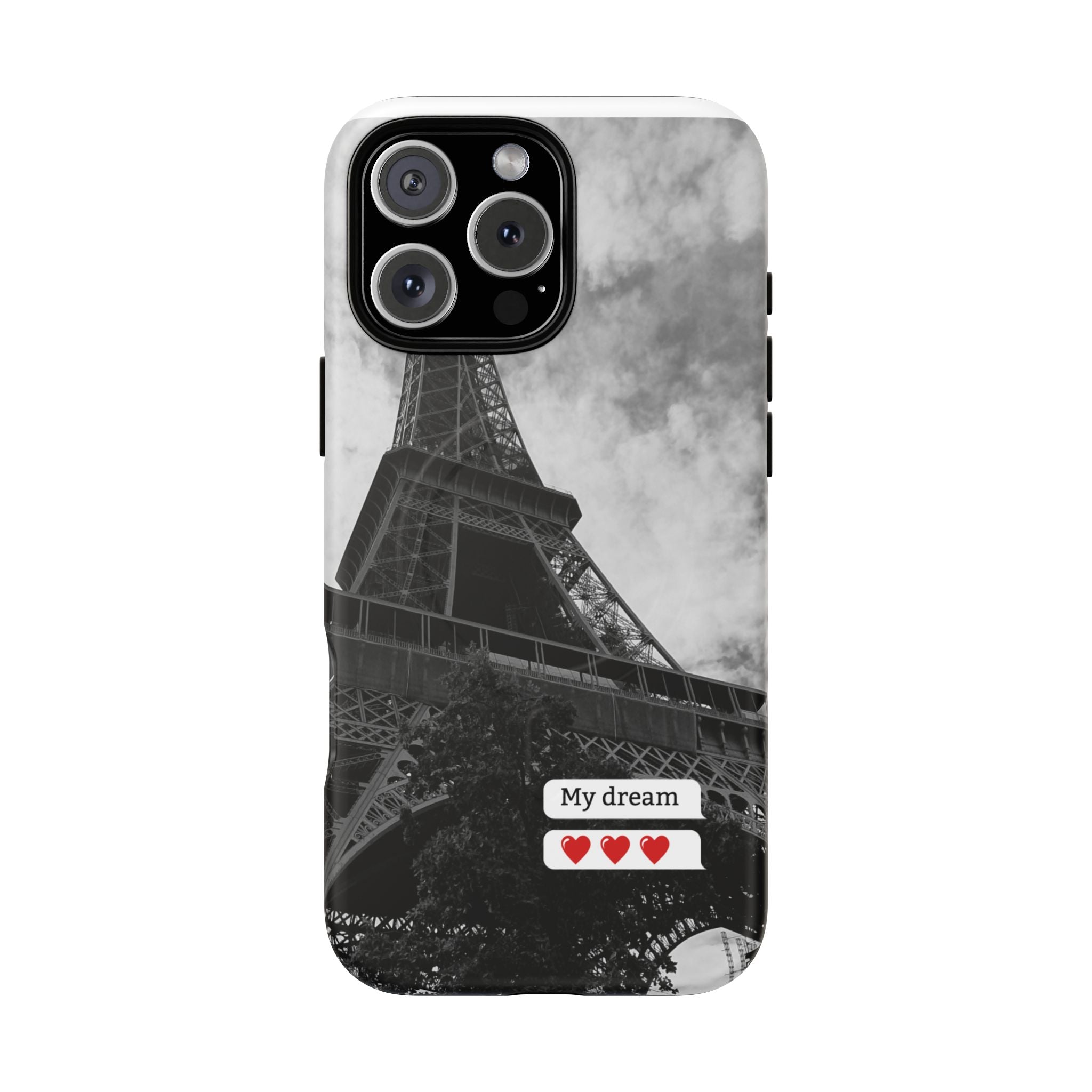 Eiffel Tower 'My Dream' Tough Magnetic Phone Case — Black & White Travel Protective Cover