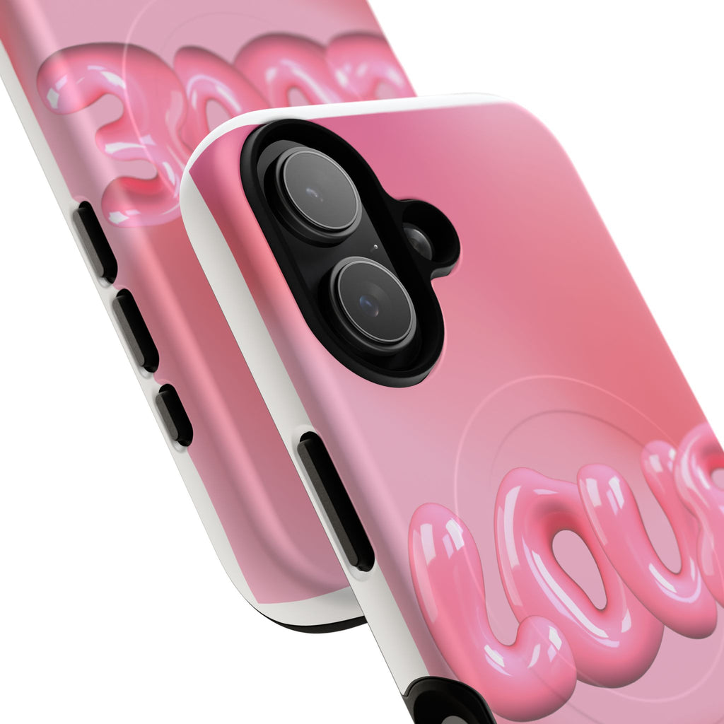 Phone Case — Pink "LOVE" 3D Bubble Tough Magnetic Protective Case