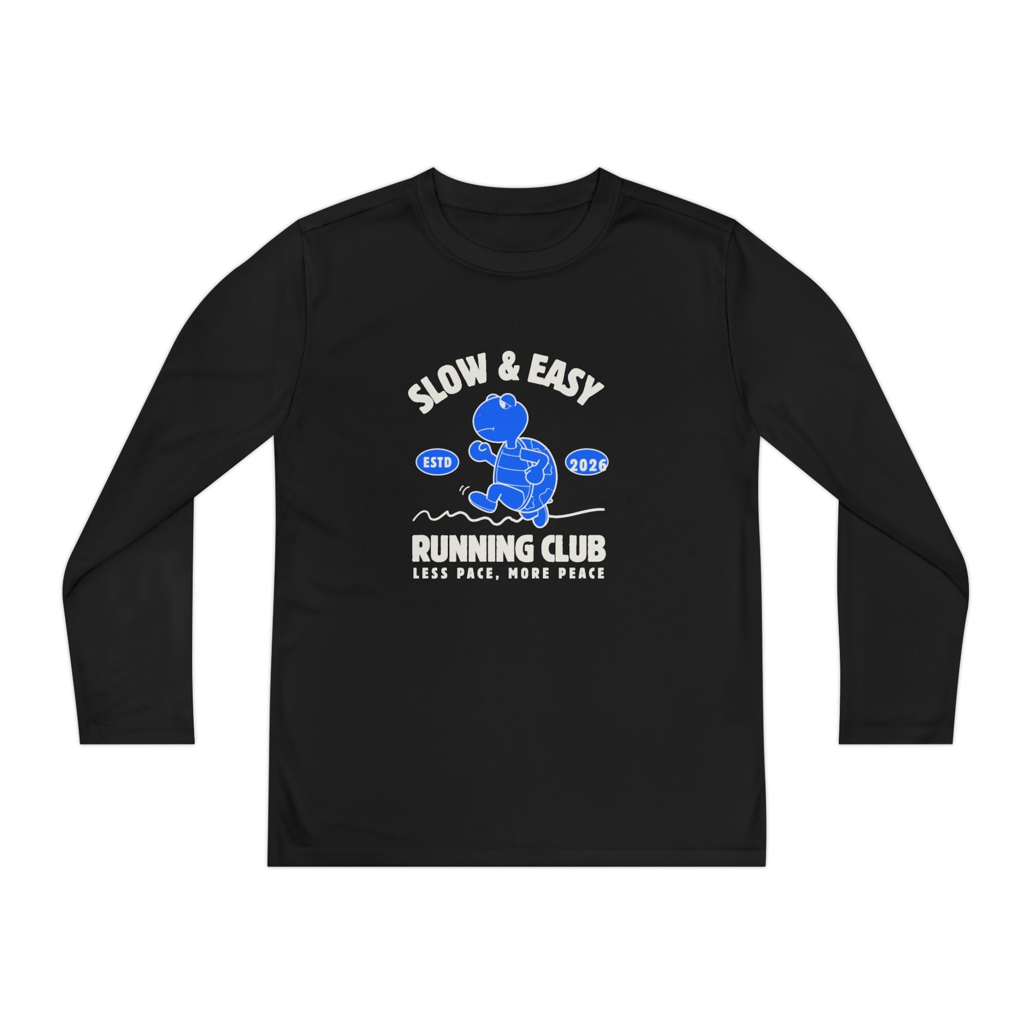 Youth Long Sleeve Tee — "Slow & Easy" Blue Turtle Surf Club Graphic