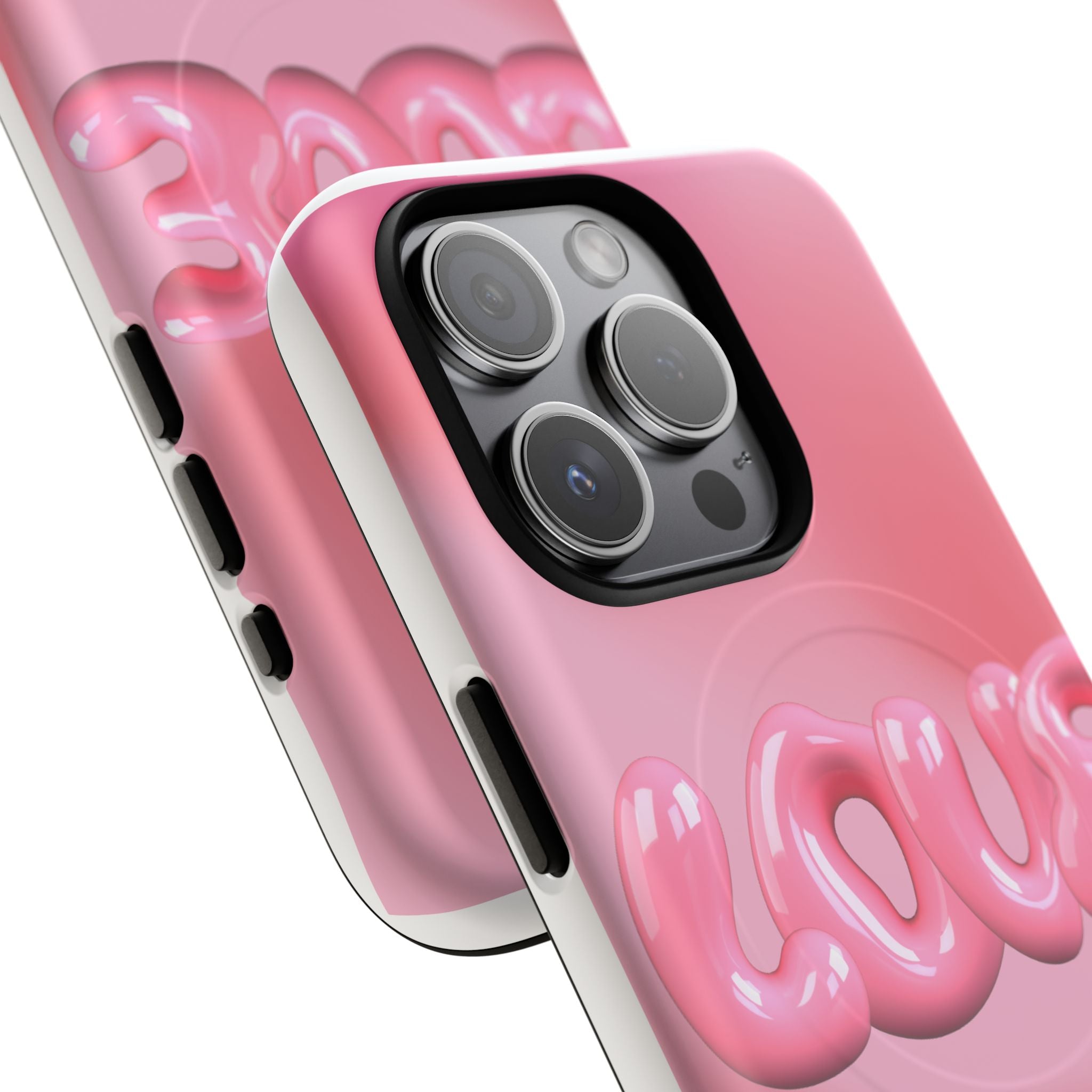 Phone Case — Pink "LOVE" 3D Bubble Tough Magnetic Protective Case