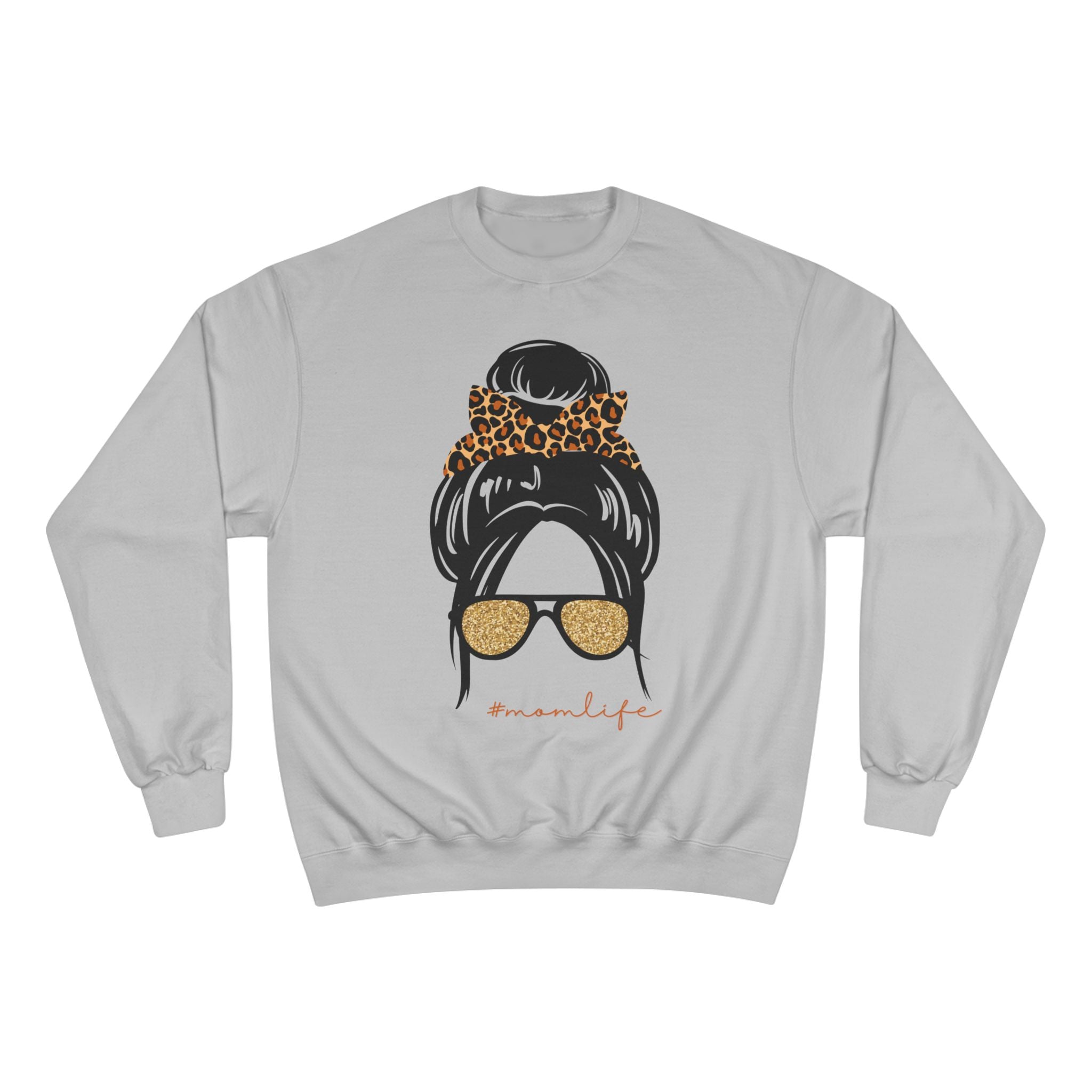 Women’s Leopard Messy Bun Sweatshirt — Mama Life Crewneck
