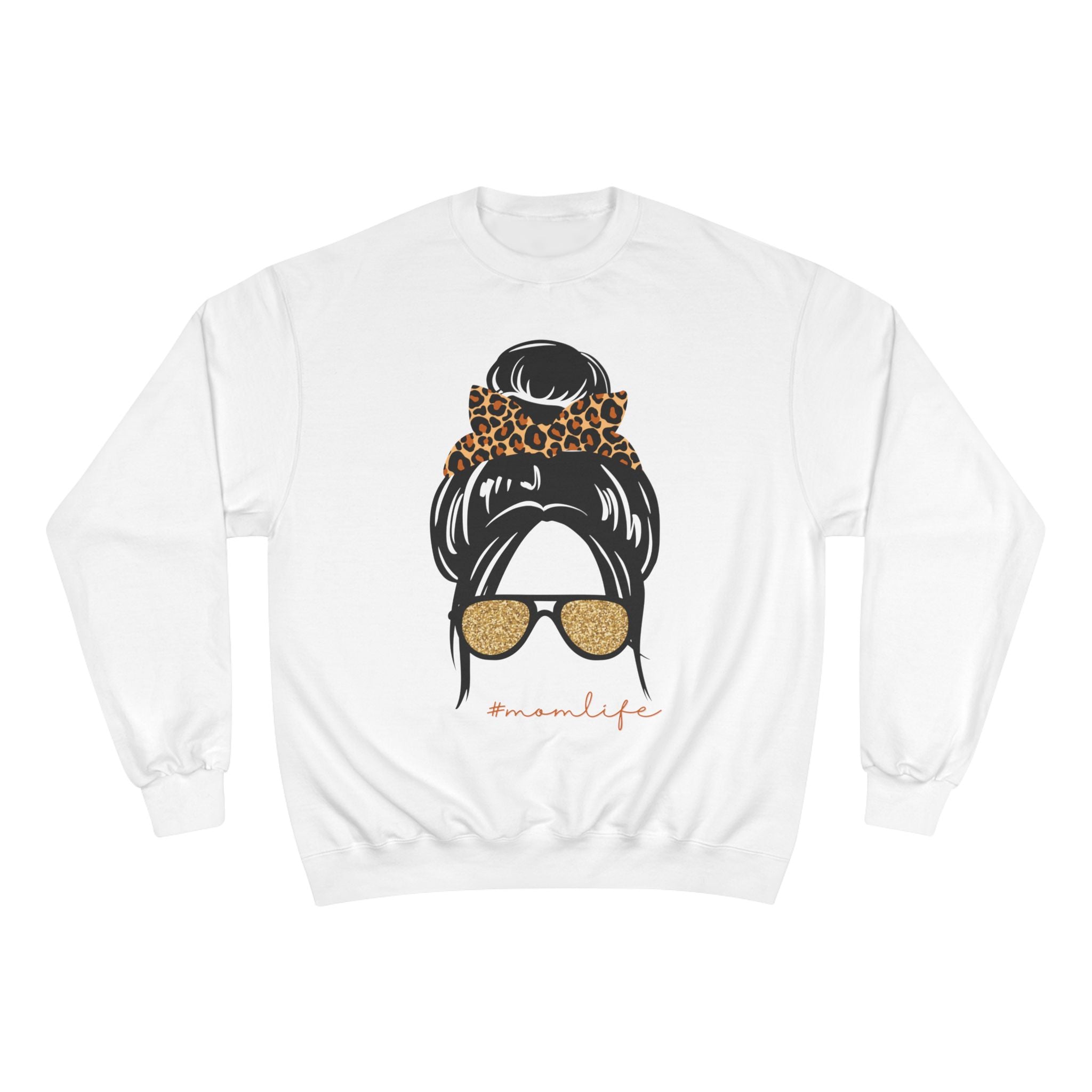 Women’s Leopard Messy Bun Sweatshirt — Mama Life Crewneck