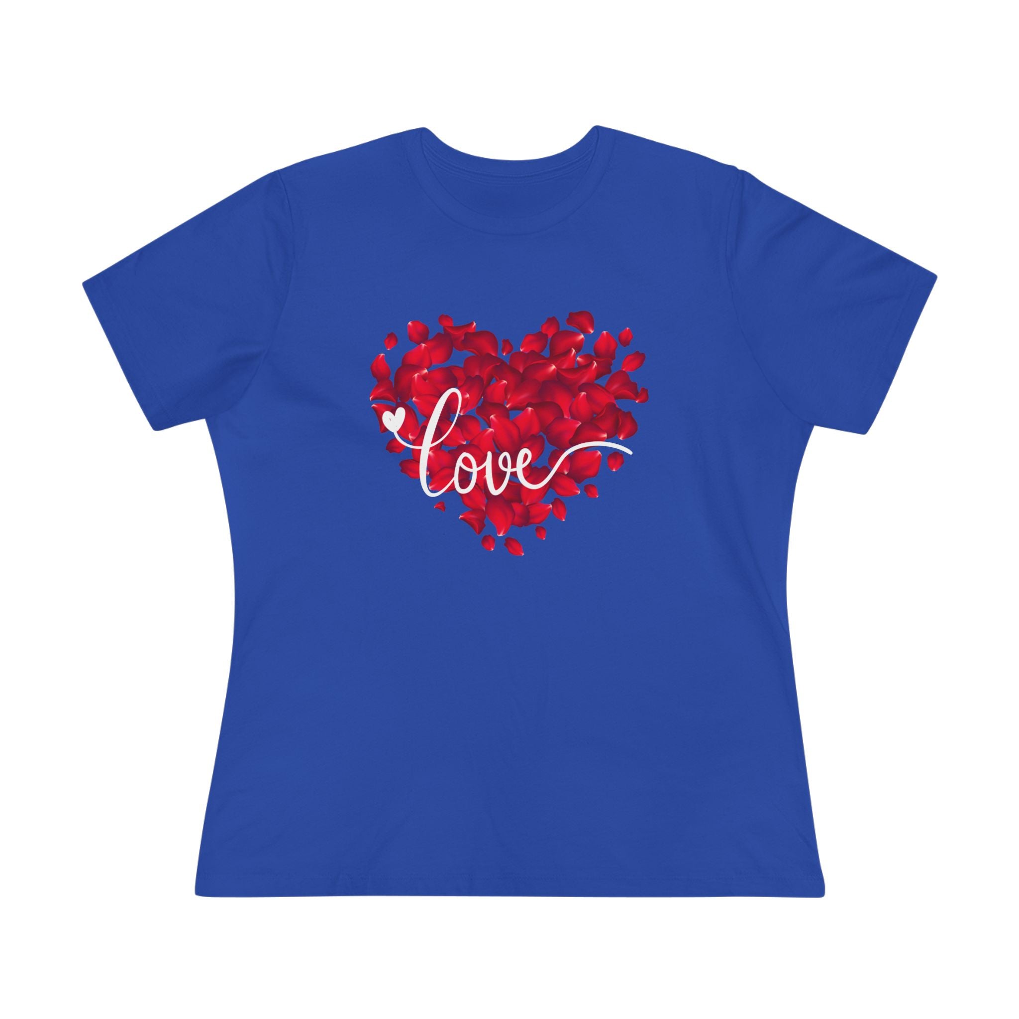 Women's Tee — Red Petal Heart 'Love' Graphic Valentine's Shirt