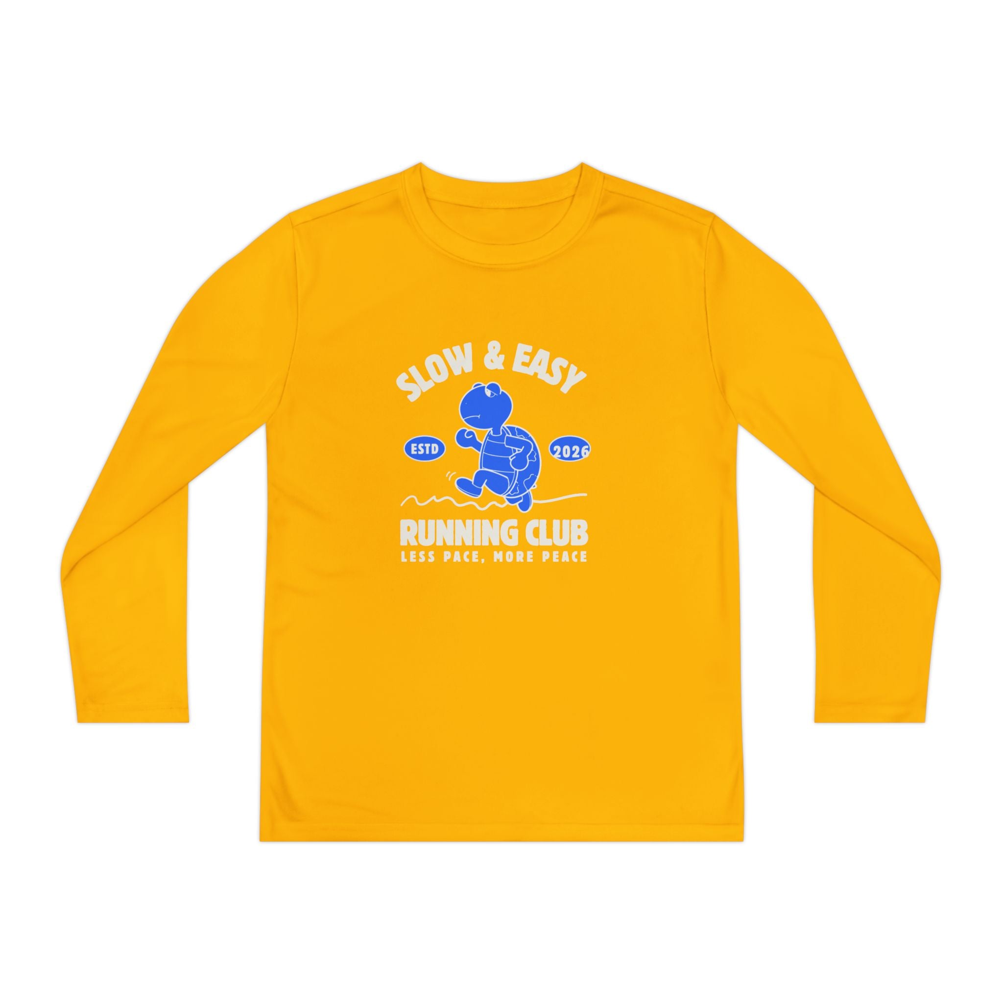 Youth Long Sleeve Tee — "Slow & Easy" Blue Turtle Surf Club Graphic
