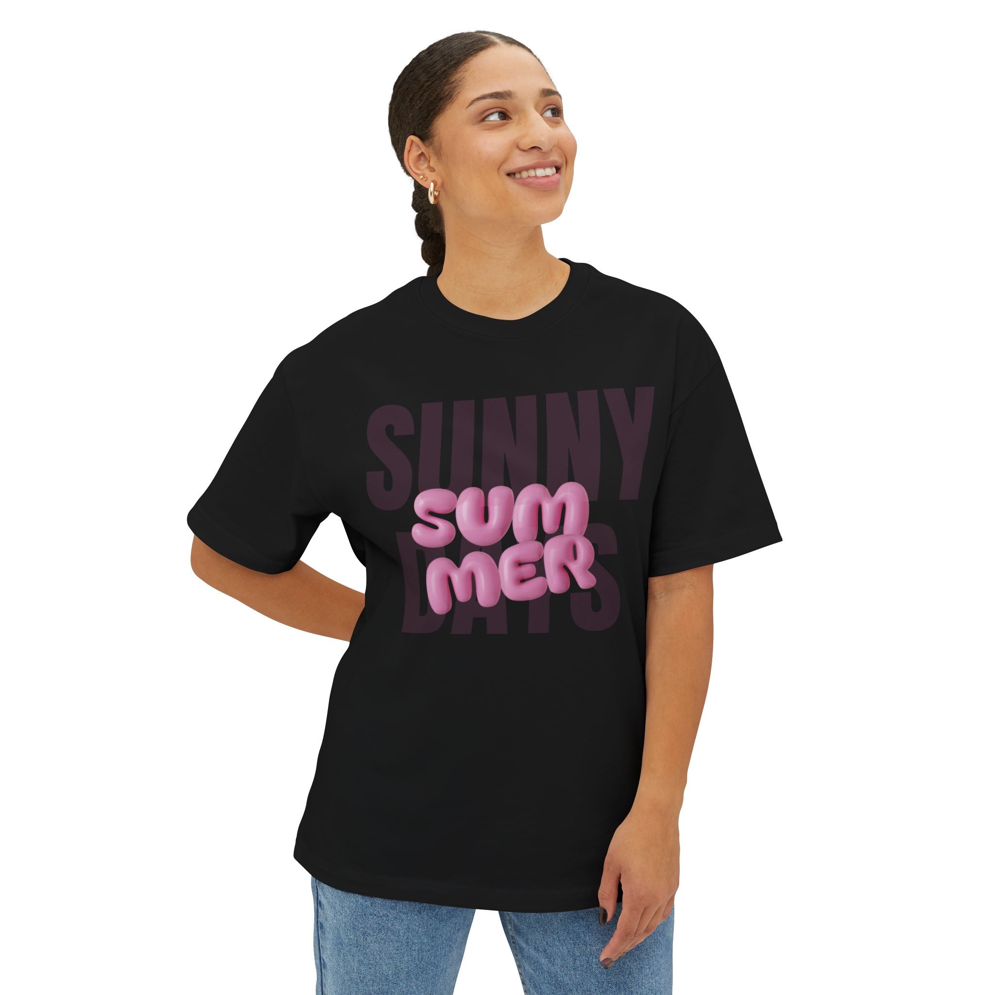 Unisex Summer Bubble Tee — Pink Puffed Letter Graphic T-Shirt