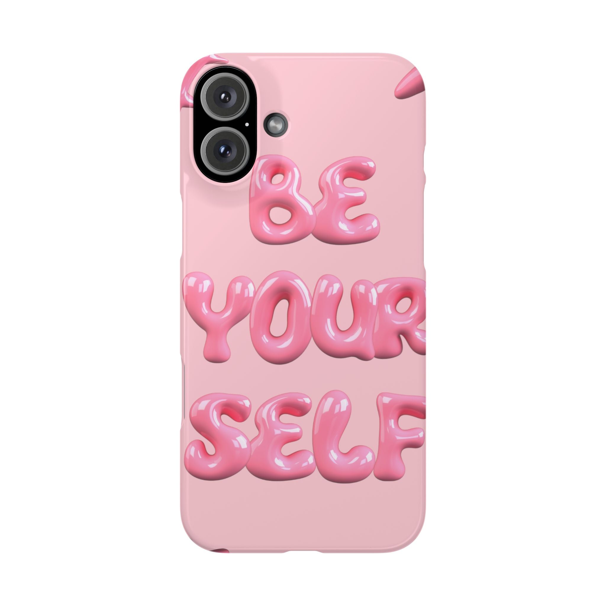 Phone Case - "Be Yourself" Pink Bubble Typography Snap Case