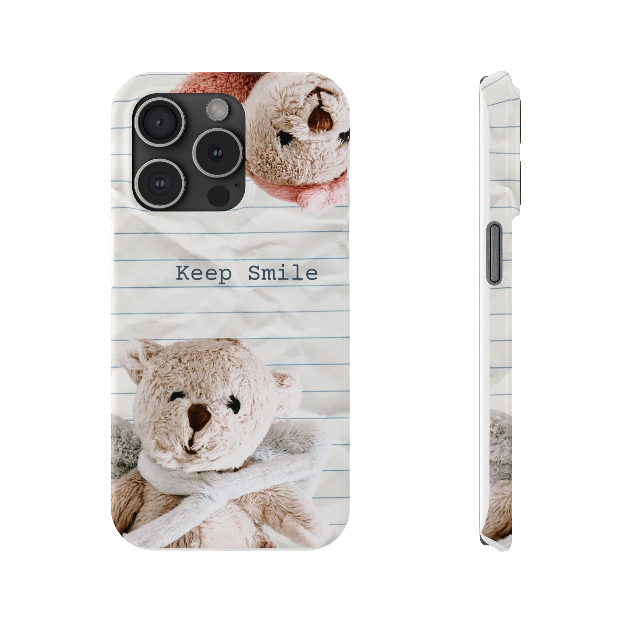 Slim Phone Case — ‘Keep Smile’ Teddy Bear Cute Protective Cover