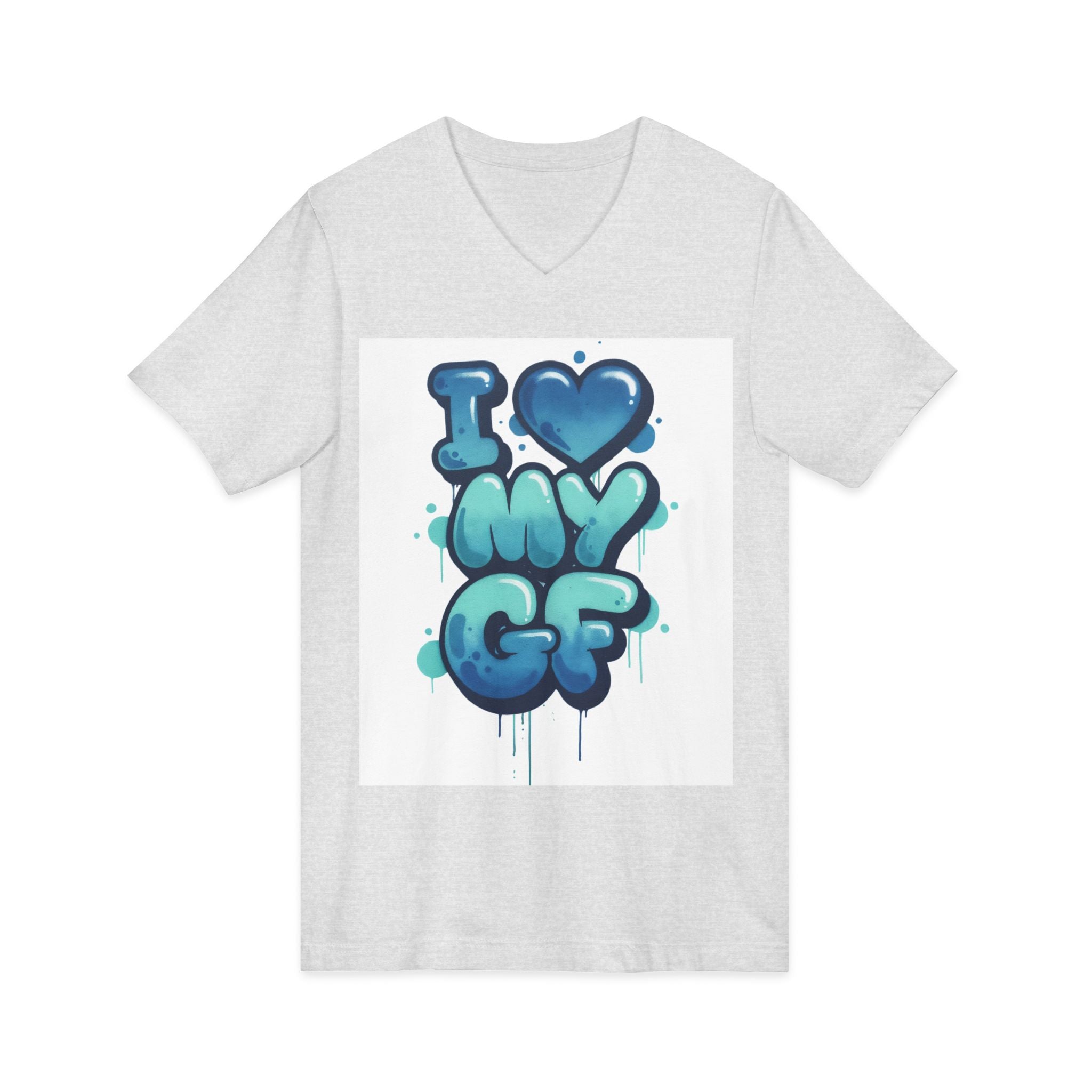 Unisex I Love My GF V-Neck T-Shirt — Cute Graffiti Couple Tee