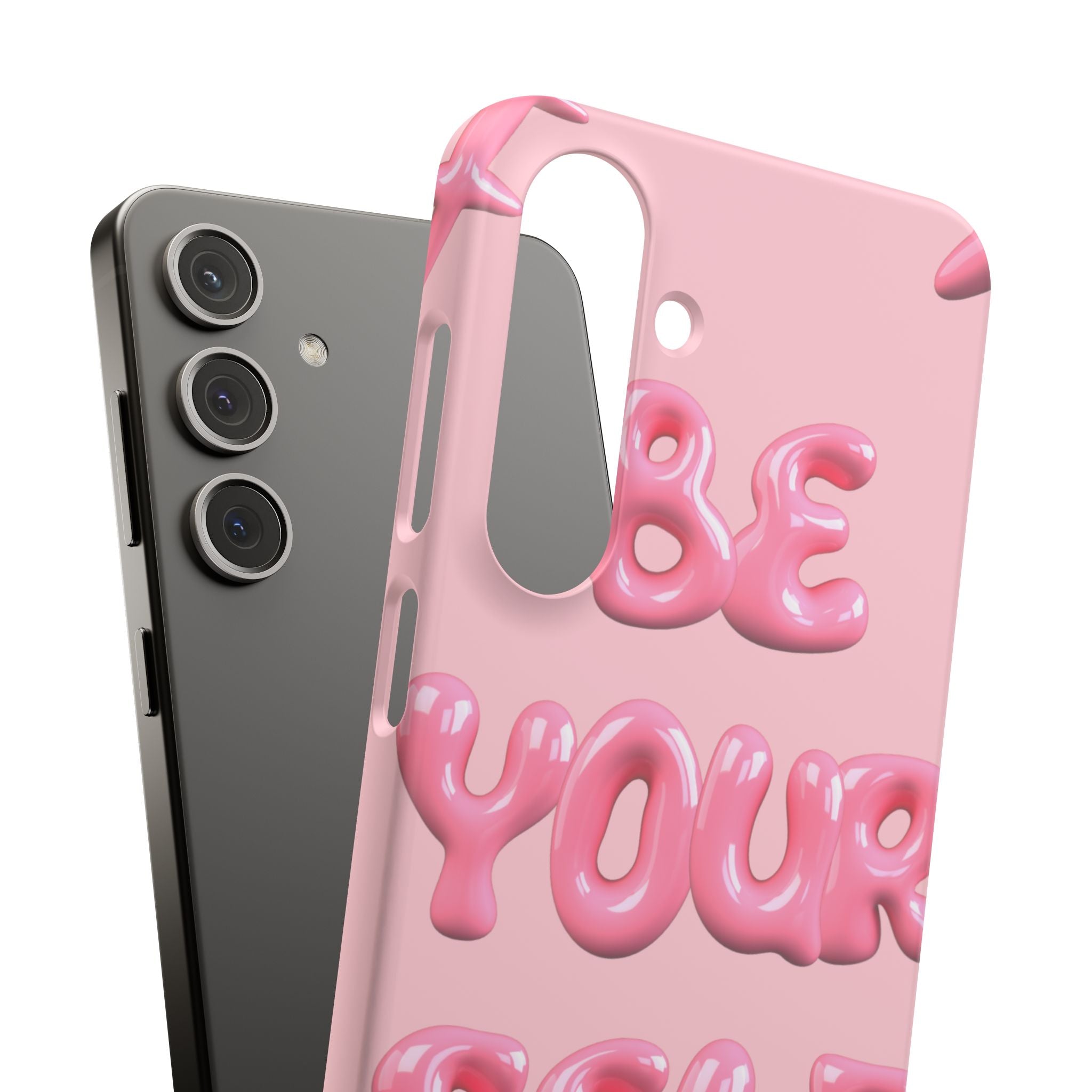 Phone Case — Pink "Be Yourself" Self-Love Protective Snap Case