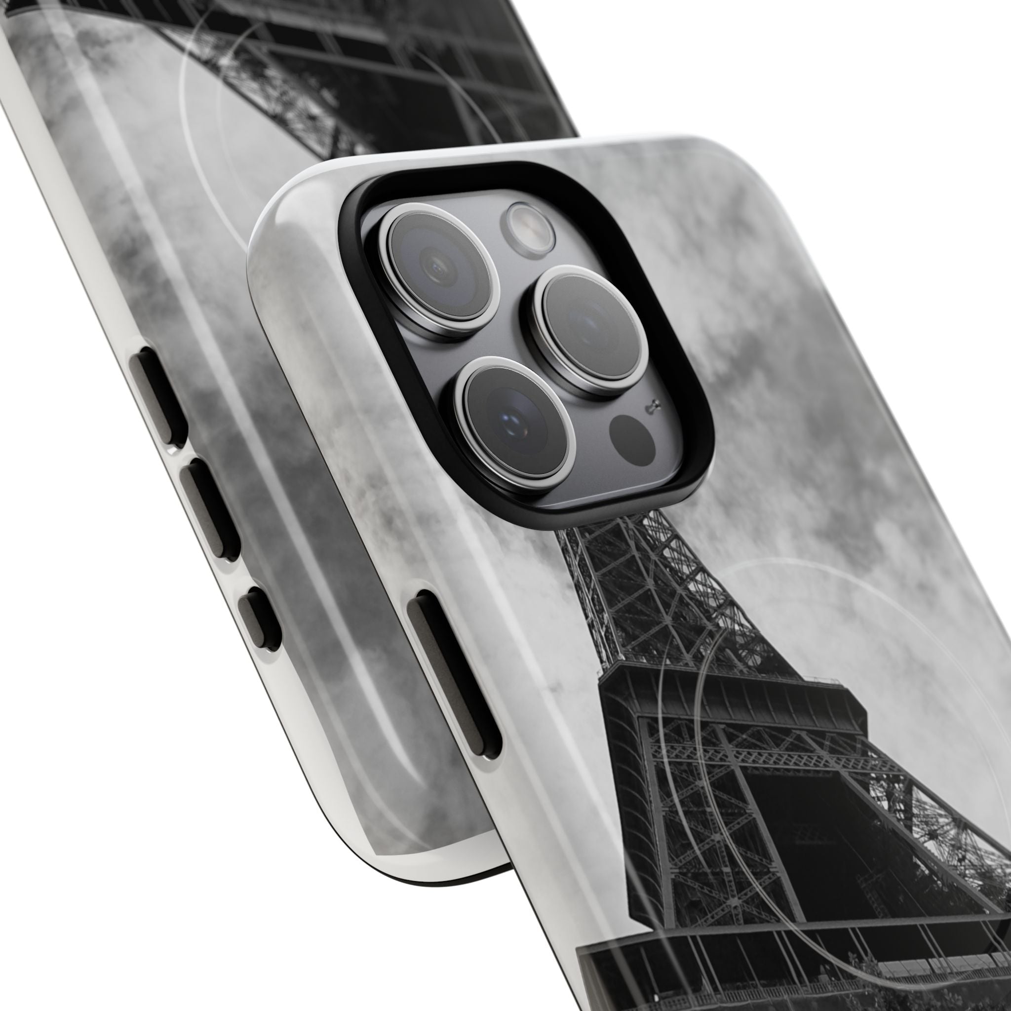 Eiffel Tower 'My Dream' Tough Magnetic Phone Case — Black & White Travel Protective Cover