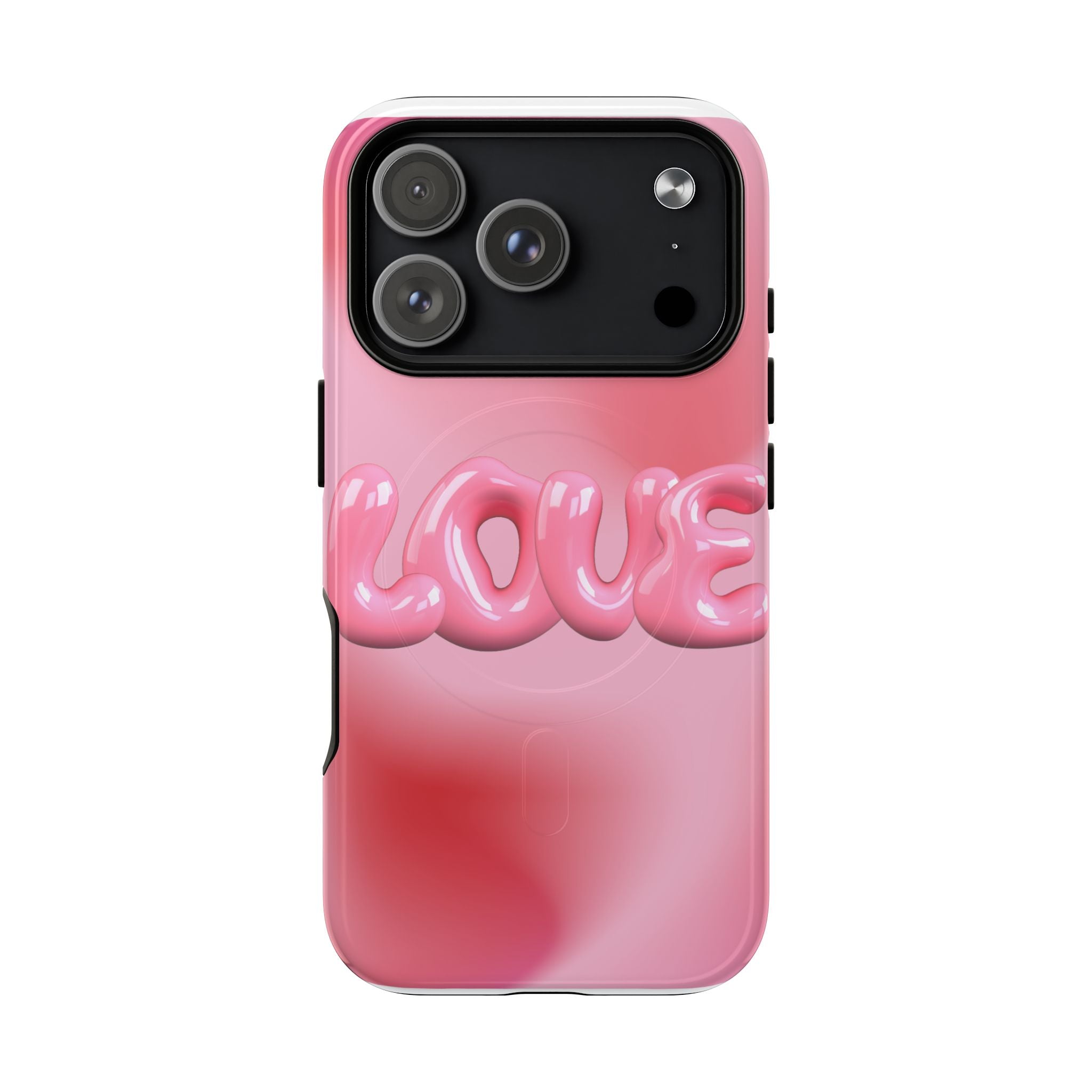 Phone Case — Pink "LOVE" 3D Bubble Tough Magnetic Protective Case